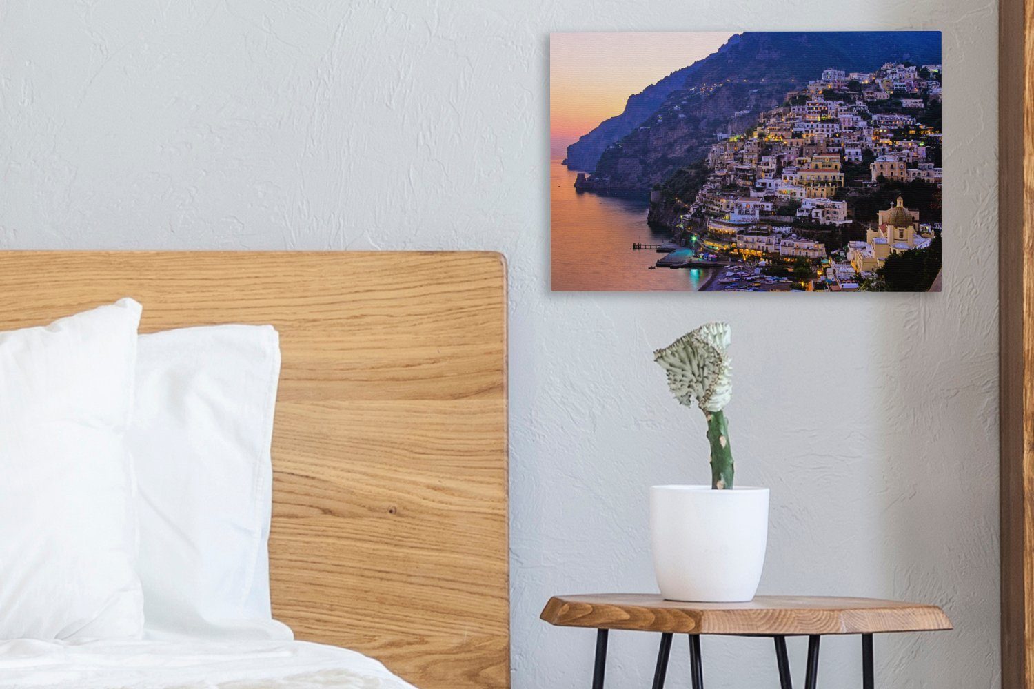 Sonnenuntergang, Wandbild OneMillionCanvasses® 30x20 Wanddeko, bei der Amalfiküste cm St), an Positano Aufhängefertig, Leinwandbild (1 Leinwandbilder,