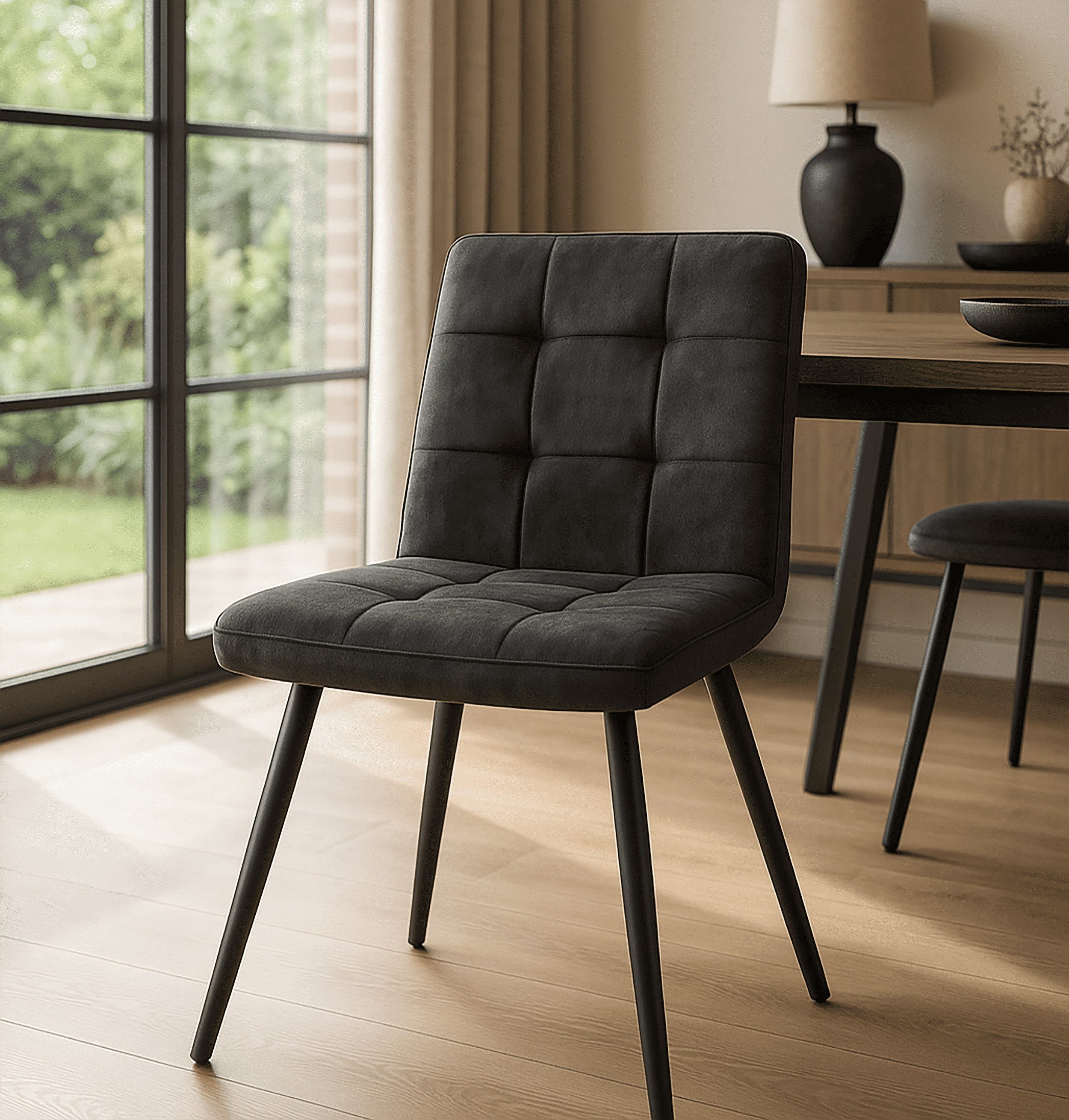 LC Home Esszimmerstuhl LC Home Barnet Esszimmerstuhl Samt schwarz 47x58,5x82,5cm – Bild 2 von 5