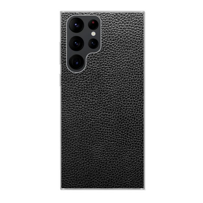 MuchoWow Handyhülle Leder - Textur - Schwarz - Grün - Hell Phone Case Handyhülle Samsung Galaxy S22 Ultra Silikon Schutzhülle