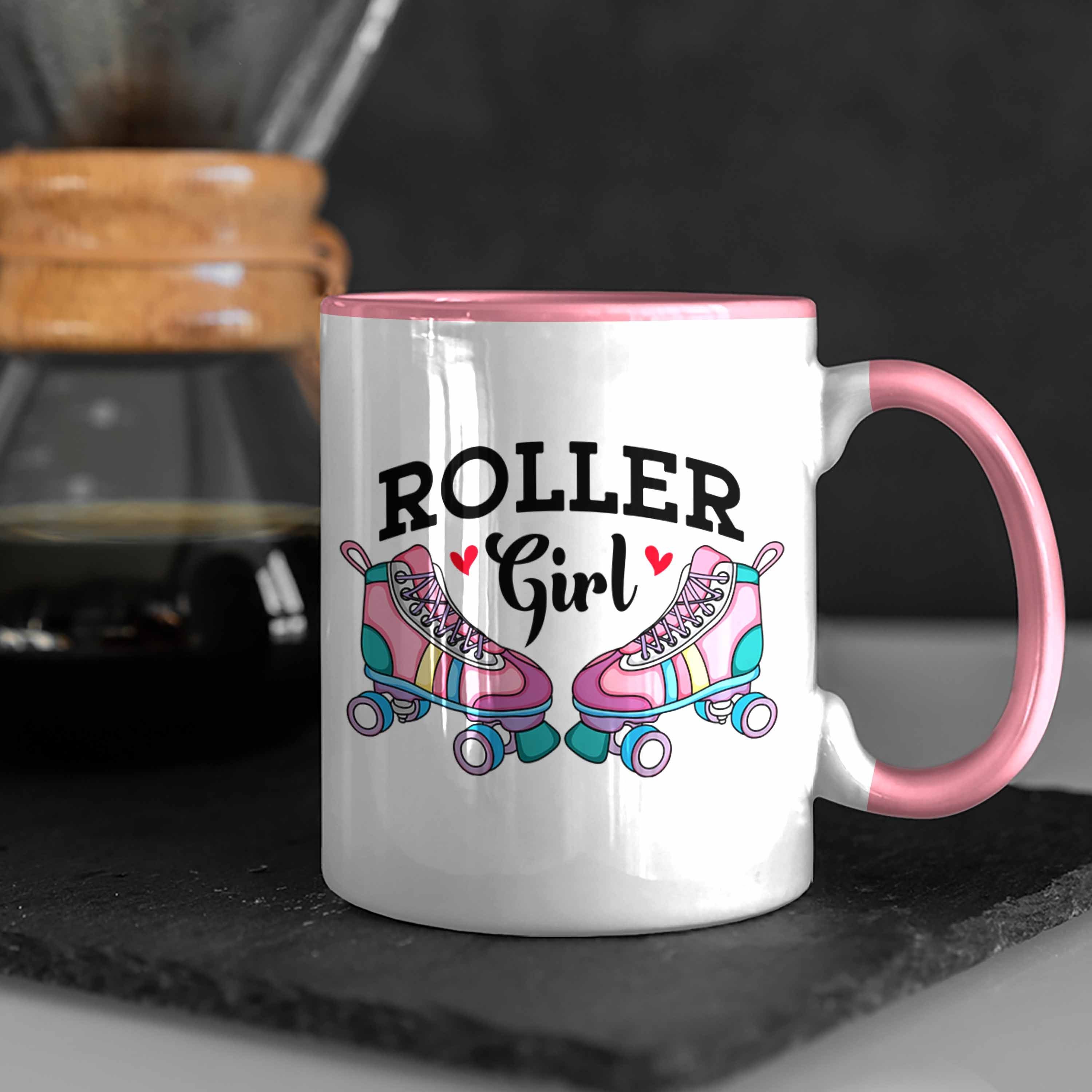 Tasse Nostalgie Girl" Rosa Roller "Roller 80er Geschenk Girls Tasse Trendation für Rollschuh