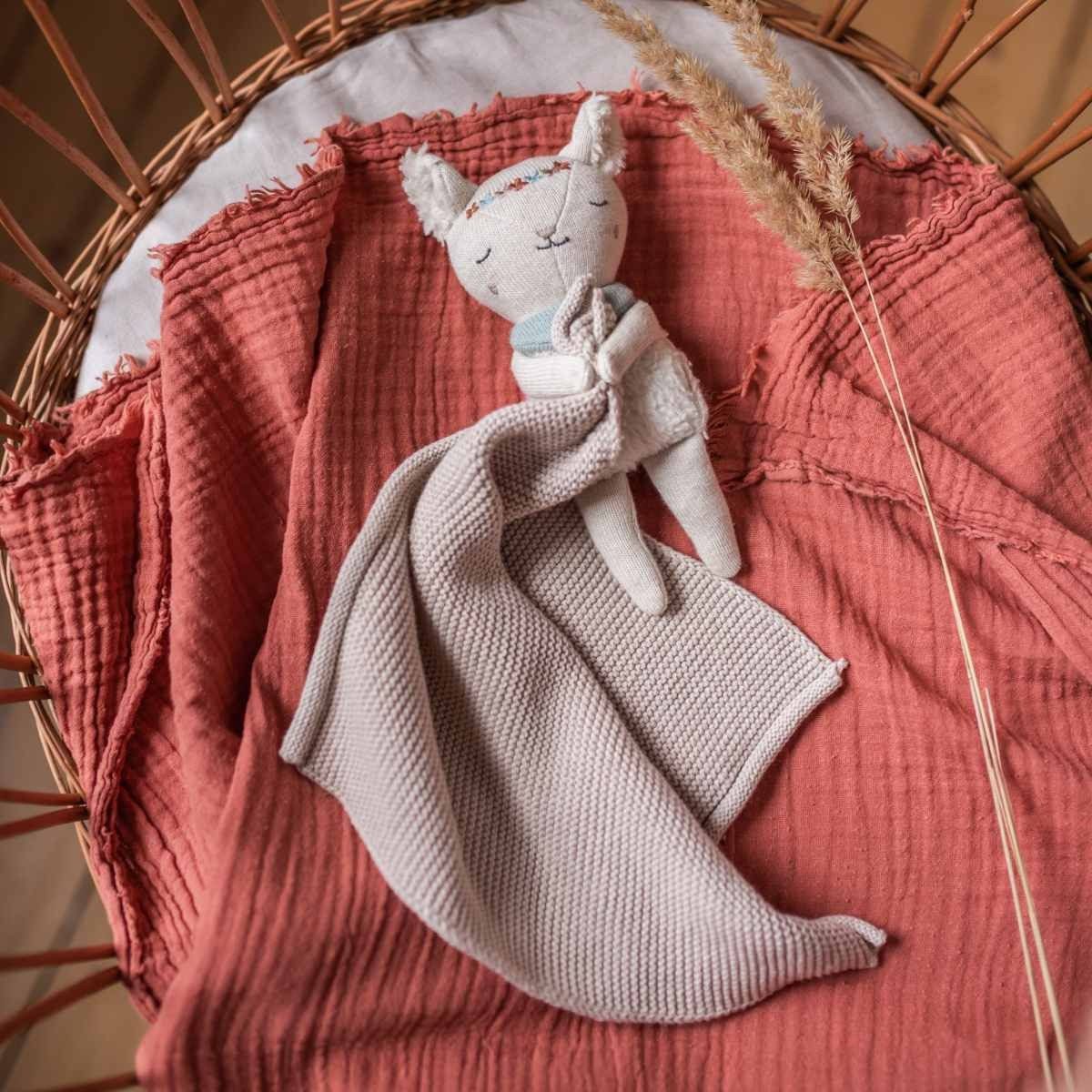 Ava & Yves Schmusetuch Kuscheltuch mit Kuscheltier 25x25cm Schnuffeltuch