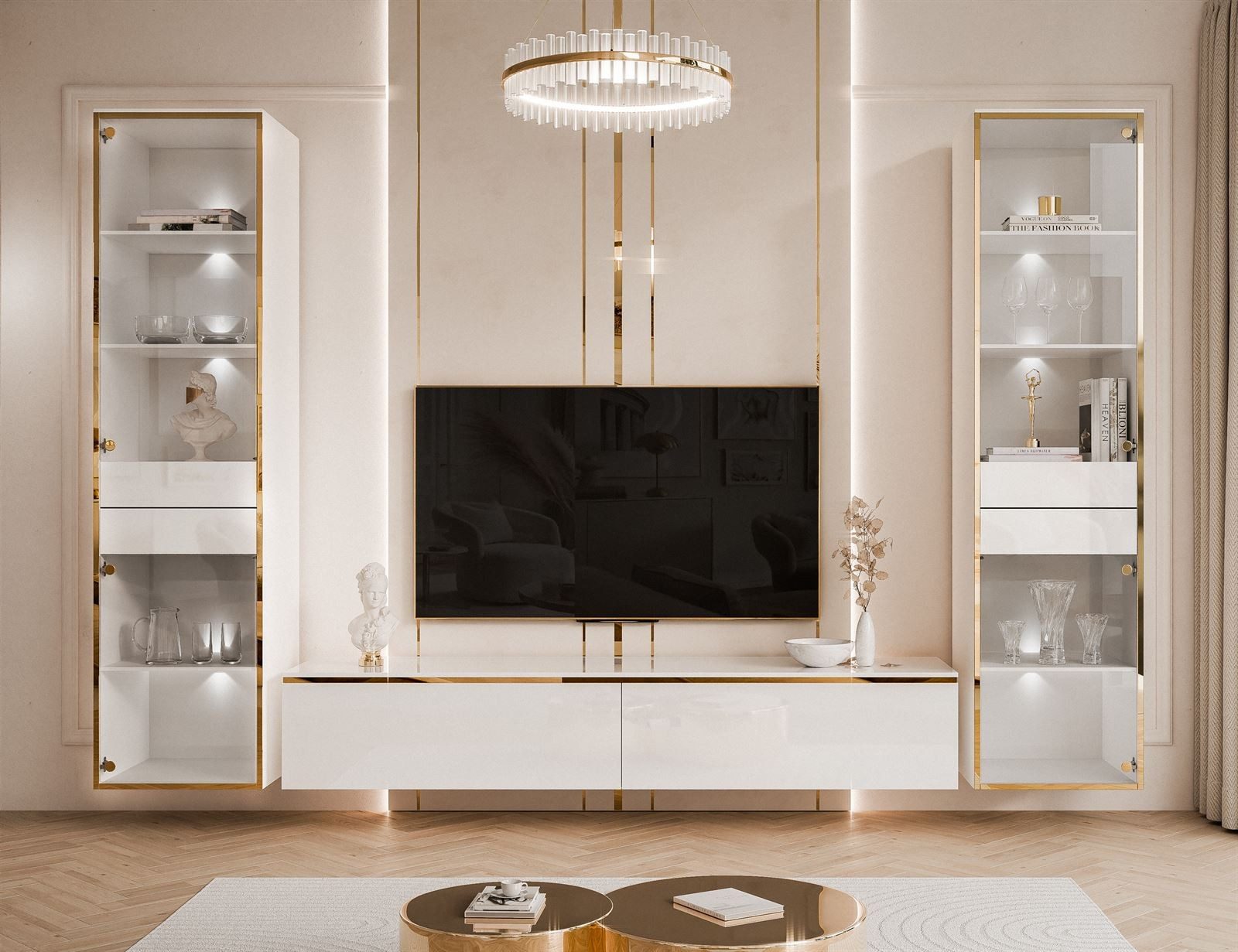ALLHOUSE24 Wohnzimmer-Set Möbelset PEONY GOLD mit günstig online kaufen