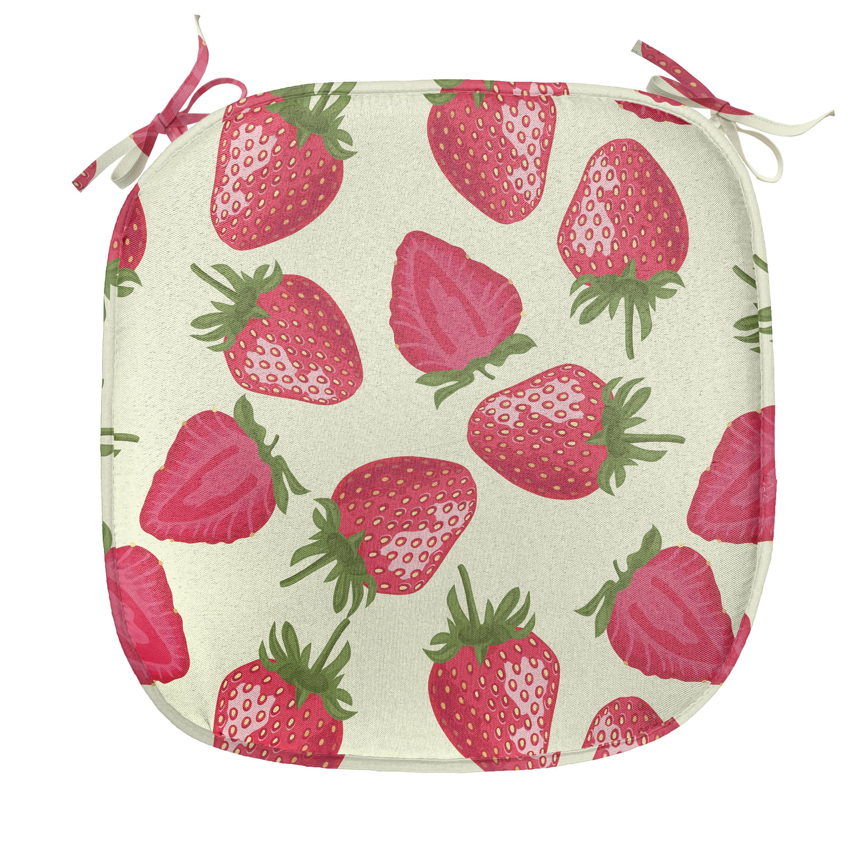 Erdbeeren Kissen für Riemen Dekoratives Früchte Küchensitze, Vivid Lebensmittel Stuhlkissen mit wasserfestes Abakuhaus
