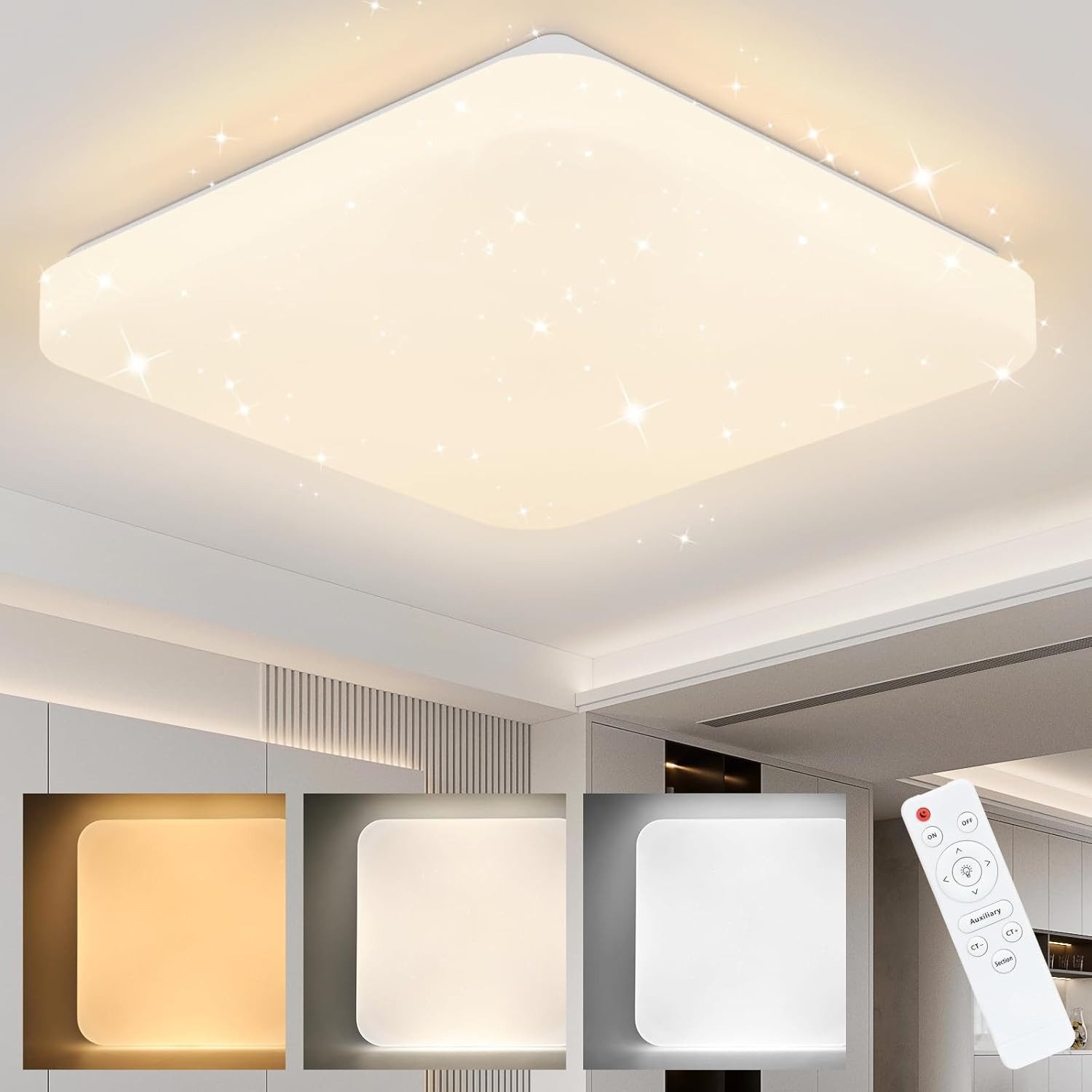 ZMH LED Deckenleuchte Whonzimmer Rund Deckenlampe günstig online kaufen