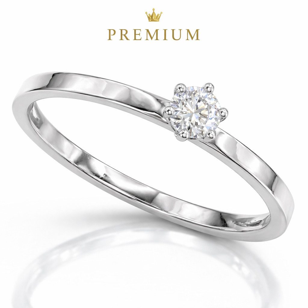 M-Punkt24 Diamantring Weißgold SI ECHTER Diamant kein Lab-Grow / kein Moissanit (ca. 1,2 Gramm, 0.3 Karat, inkl. LED-ETUI), Damen Weiß-Gold Schmuck, wahlweise Diamant in 0,1 bis 0,5 Karat