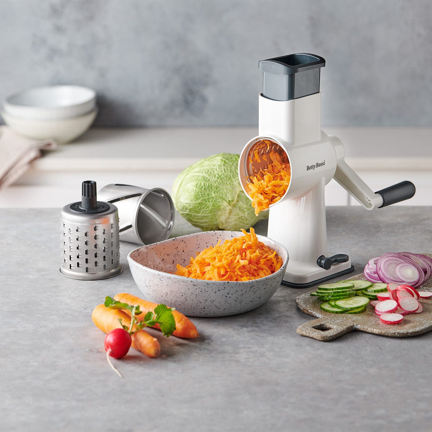 Betty Bossi Trommelreibe Trommelreibe mit drei Einsätzen, (Set)