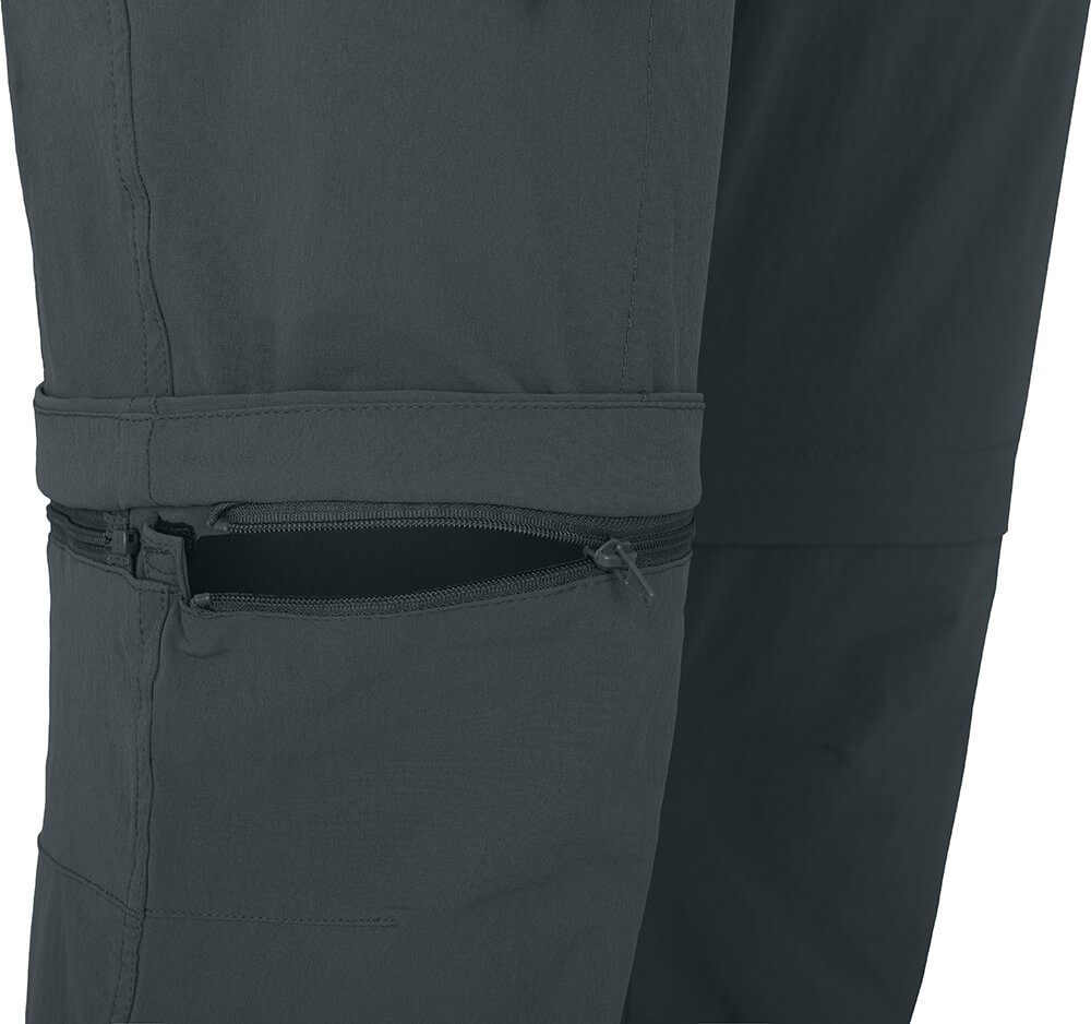 Bergson Outdoorhose NARRABEEN Doppel Zipp-Off Damen Wanderhose, vielseitig pflegeleicht, Normalgrößen, dunkel grau