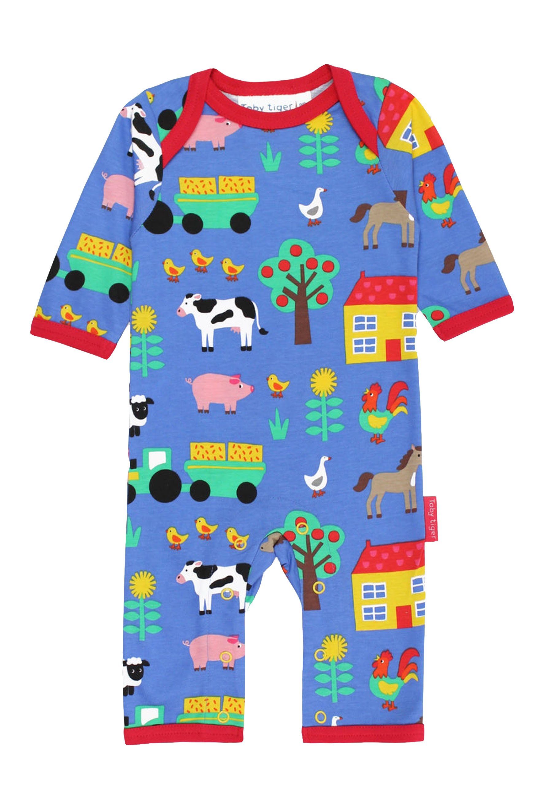 Toby Tiger Schlafanzug Schlafanzug mit Bauernhof Print
