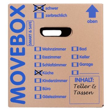 KK Verpackungen Umzugskarton, 5 Umzugskartons Movebox Smart & Safe Umzugskiste 25 kg Braun
