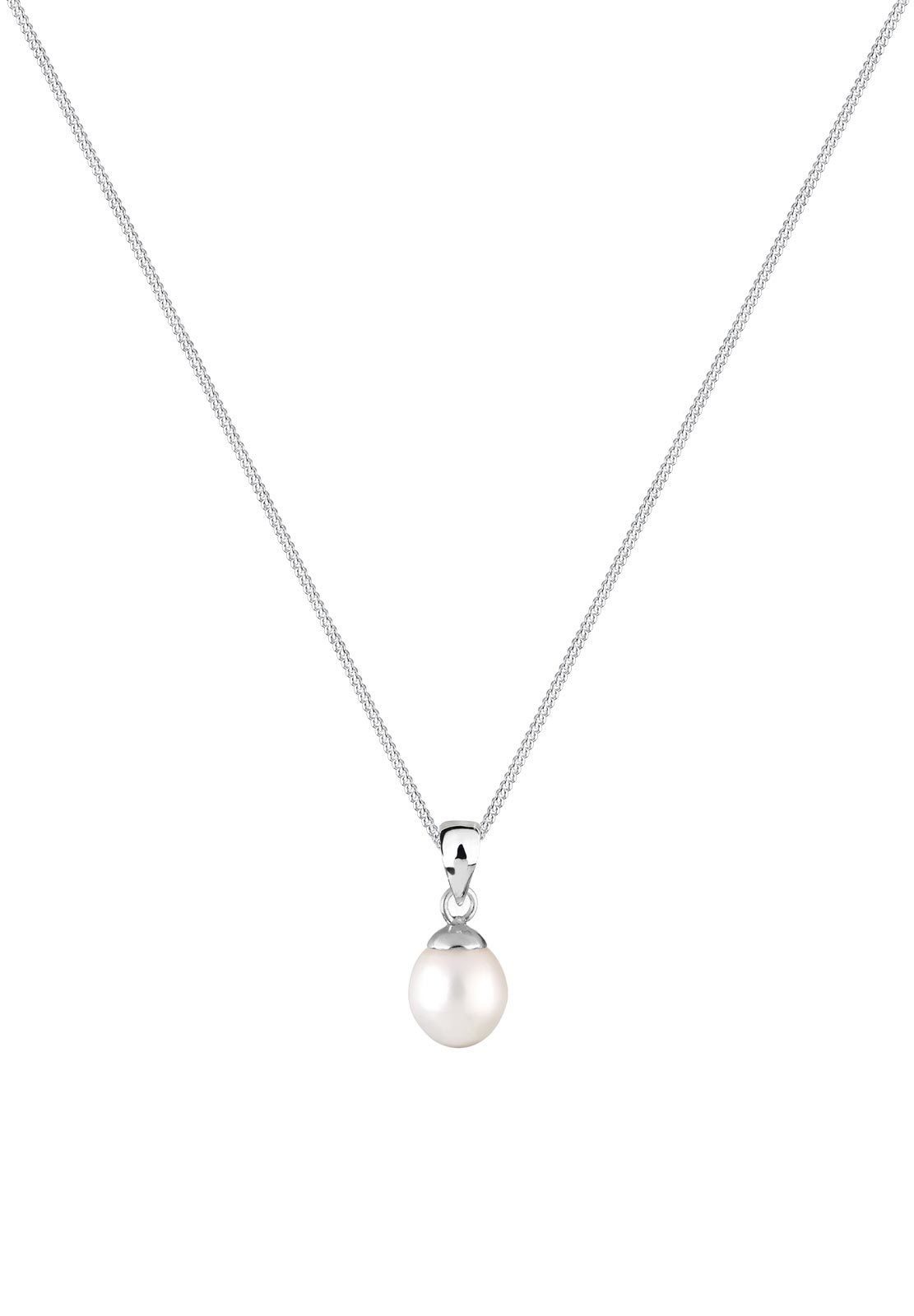 Elli Perlenkette Perlen Weiß Tropfen 925 Sterling Silber