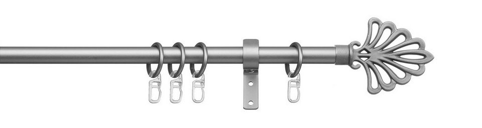Gardinenstange Modena, indeko, Ø 16 mm, 1-läufig, Fixmaß, verschraubt,  Stahl, Komplett-Set inkl. Ringen und Montagematerial