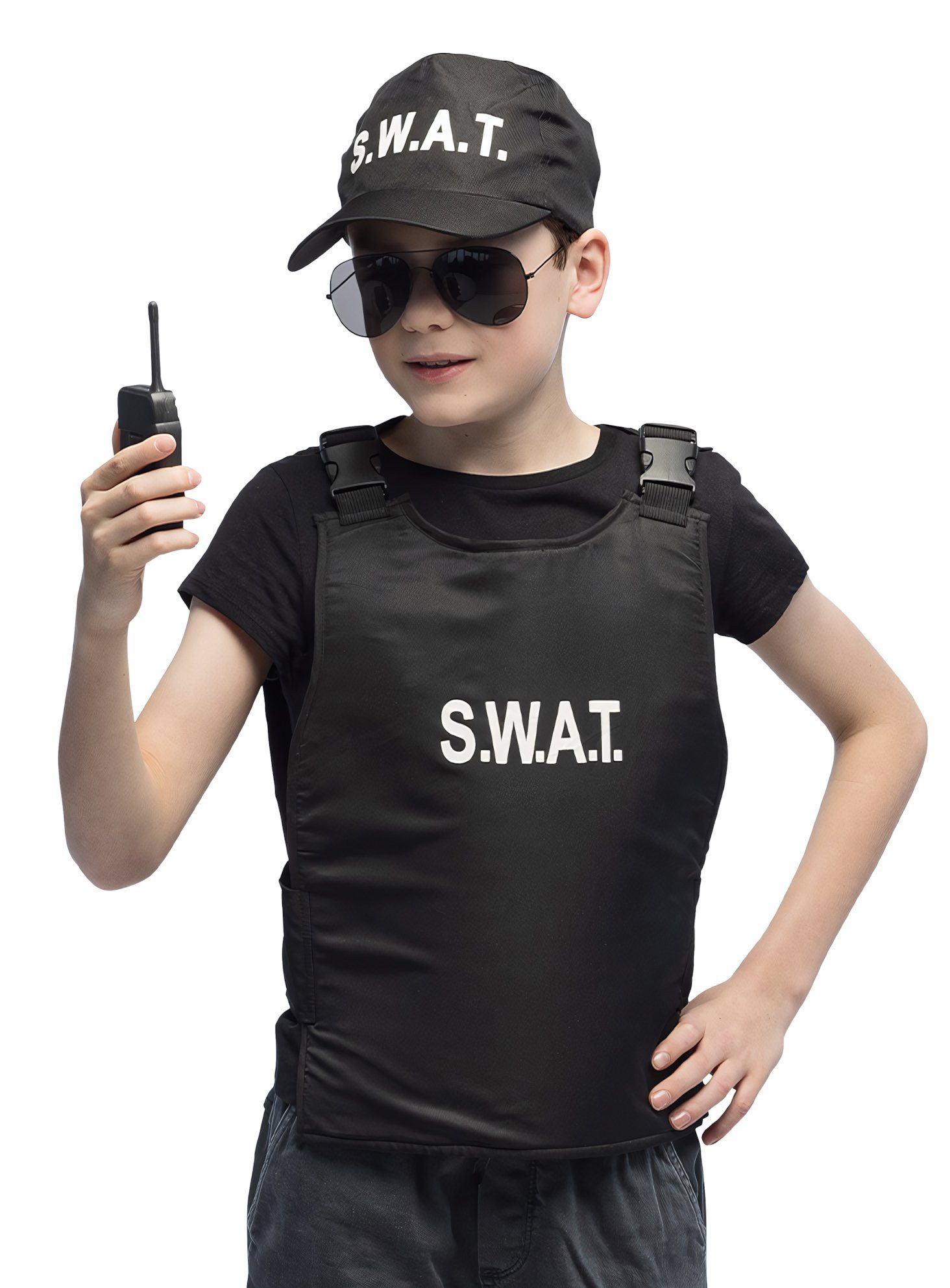 Boland Polizei-Kostüm S.W.A.T. Kostümset für Kinder, SWAT: Sehr Wichtige AusrüstungsTeile für Spezialkräfte