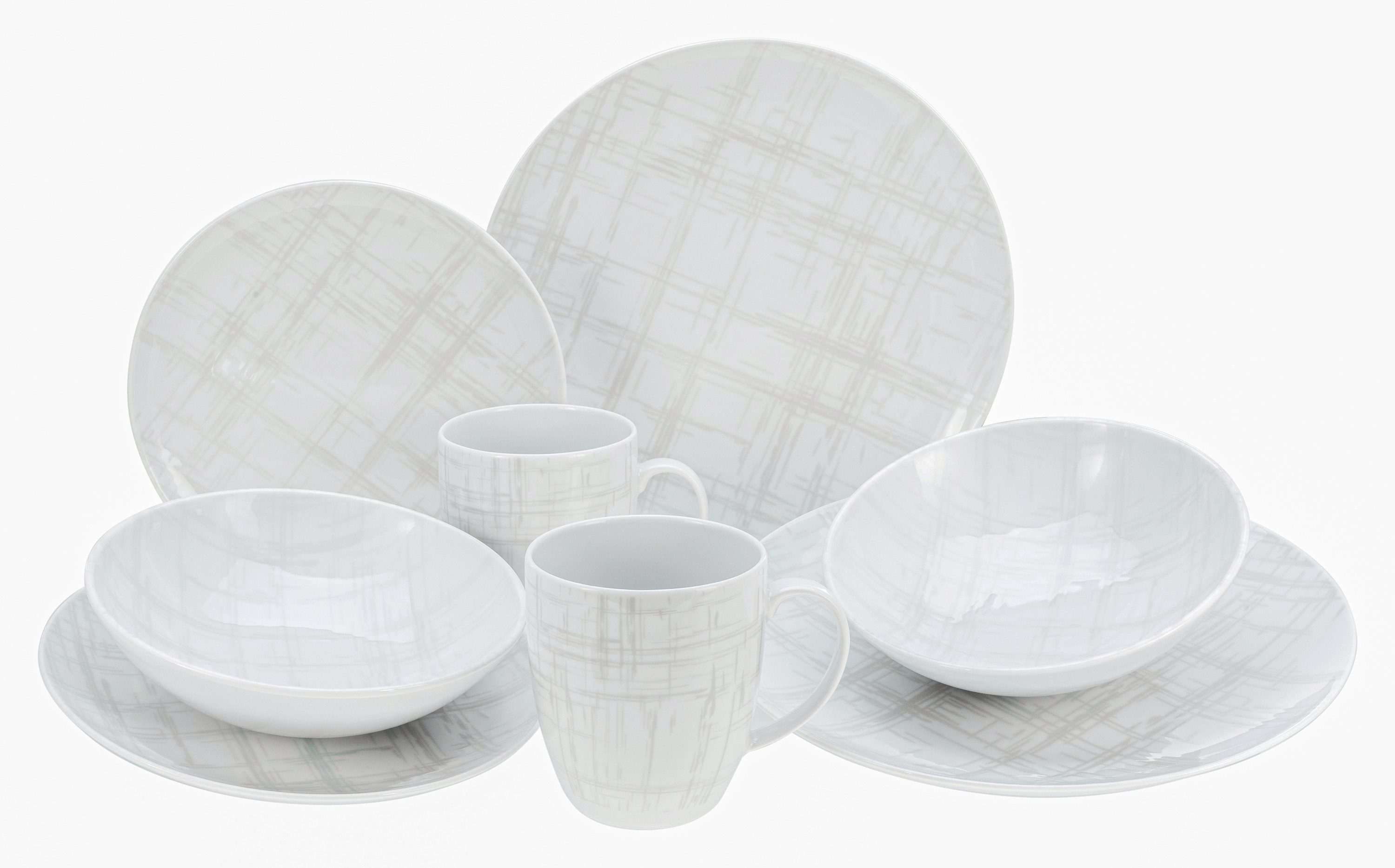 CreaTable Kombiservice Geschirr-Set Home - Shabby Chic (16-tlg), 4 Personen, Porzellan, Service, weiß, Used-und Vintage-Look, zeitlos, 16 Teile für 4 Personen