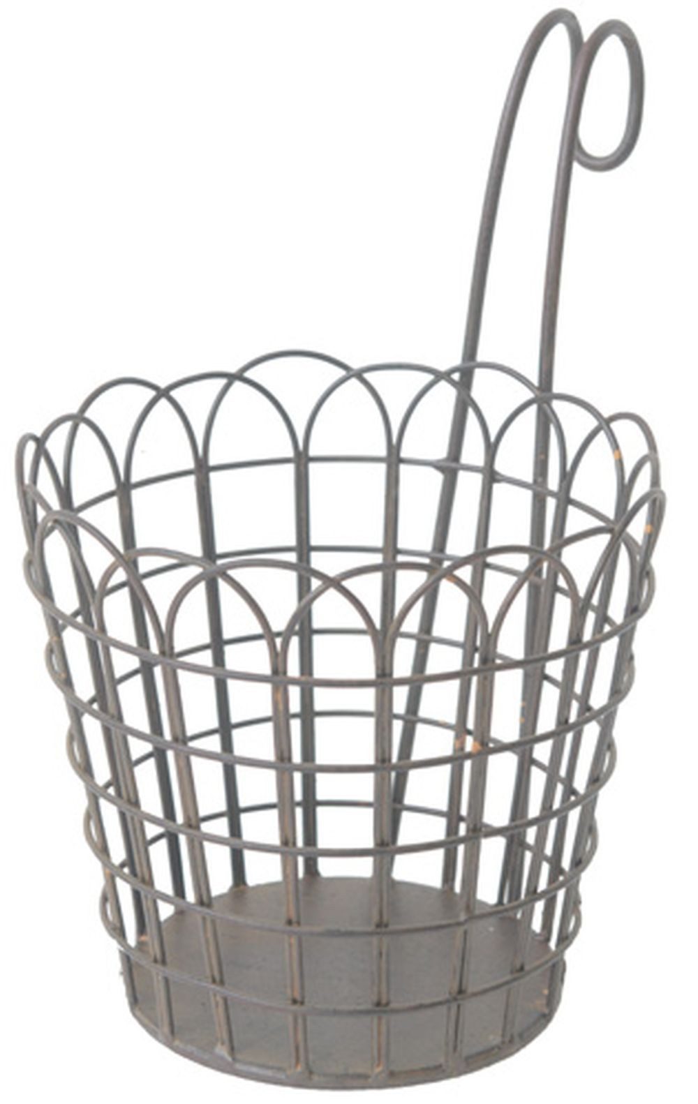 MarieAnn No.25 Hängekorb Hängekorb antikweiß patiniert Eisen halbrund Wandkorb, Balkonkorb, Hängekorb zur vielseitigen Verwendung