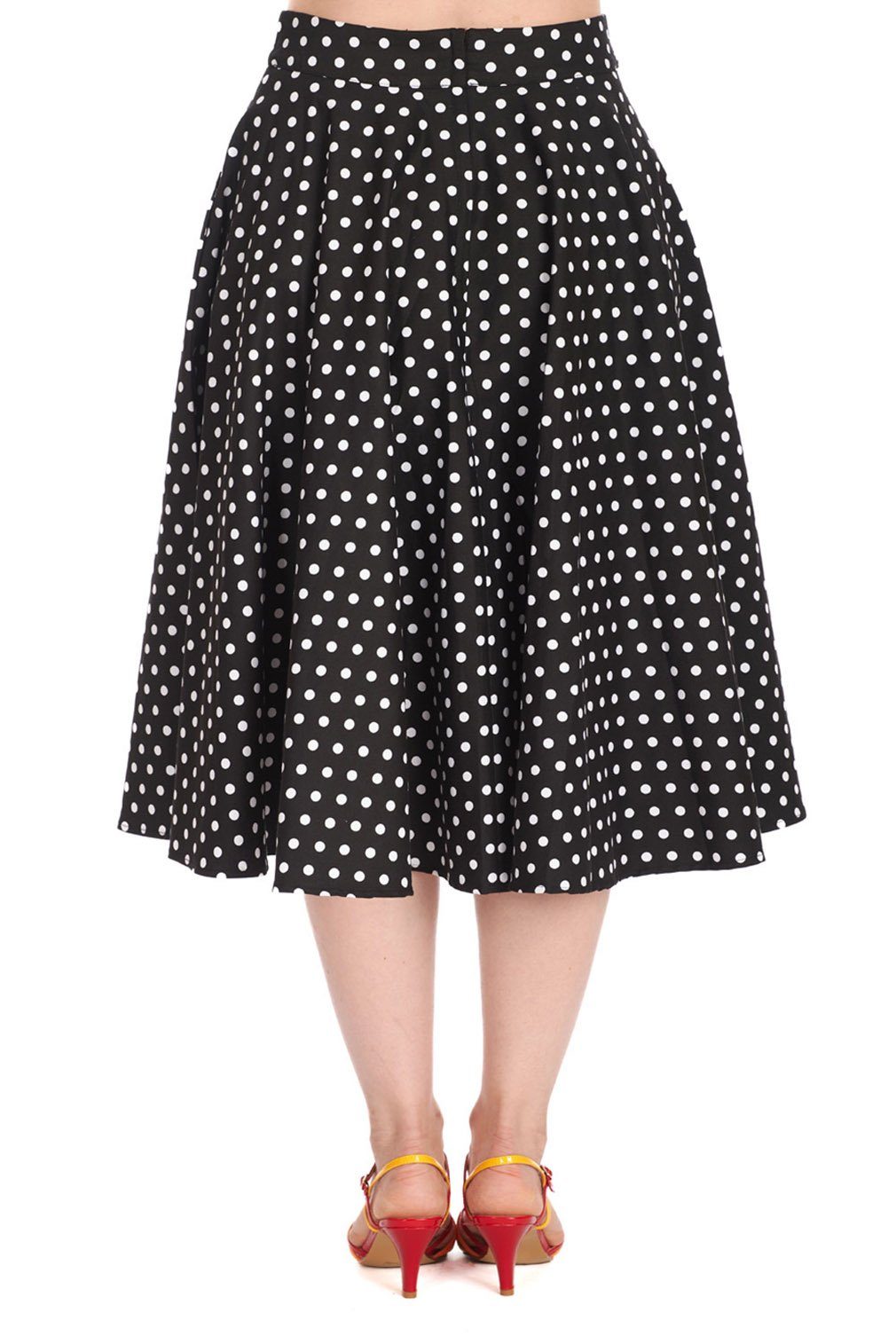 Banned A-Linien-Rock Polka Dot Days Schwarz Retro Vintage Swing Skirt