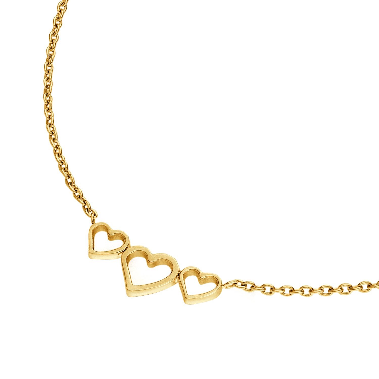 Boccia Kette mit Anhänger 08107-02, Damencollier Titan Goldfarben mit Herzen