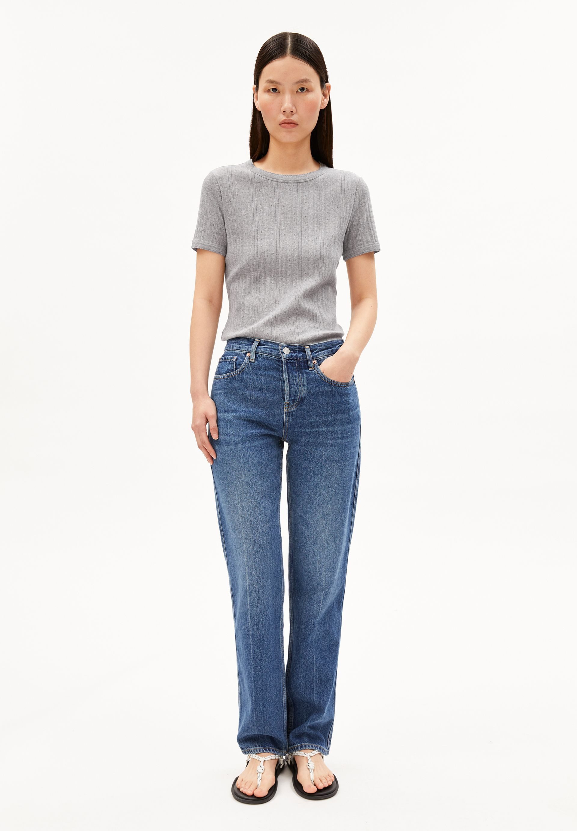 Armedangels T-Shirt POINTELLE 100% Bio-Baumwolle Slim Fit