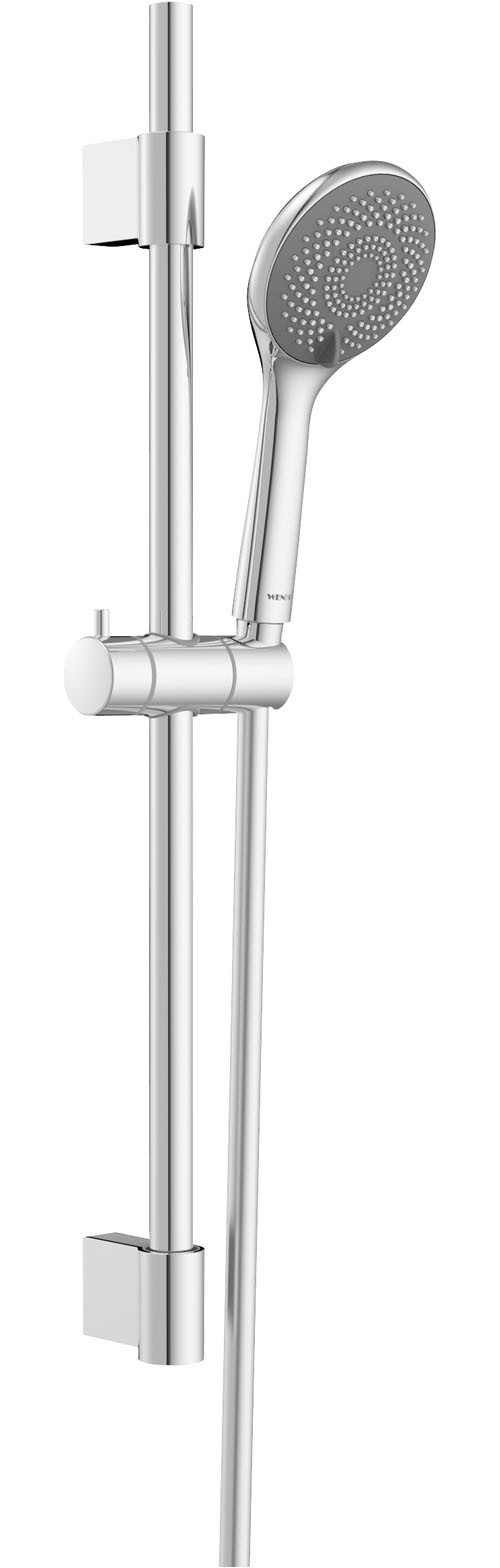 WENKO Stangenbrause-Set Watersaving, Schwarz, Länge Stange: 70 cm