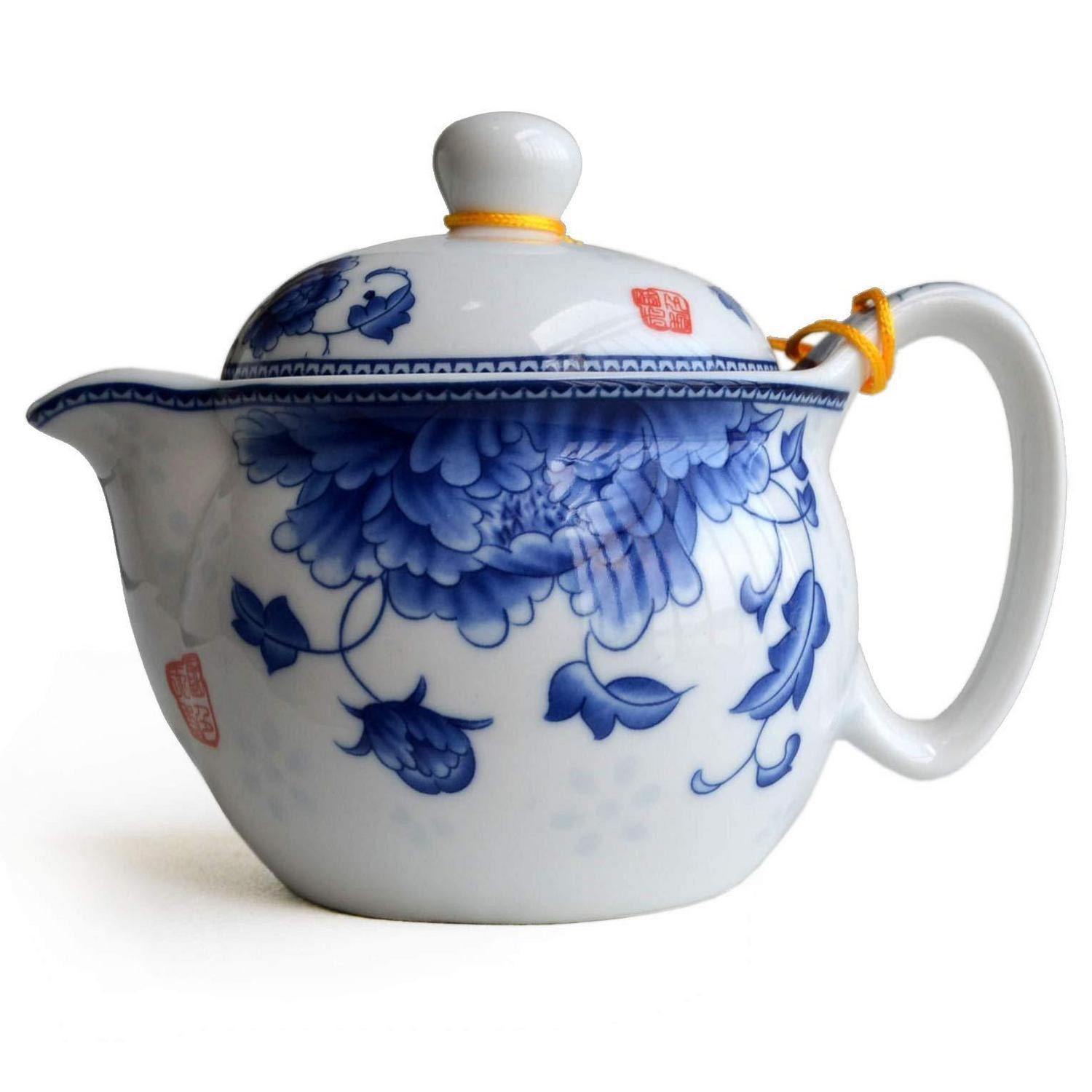 LuxusKollektion Teekanne Teekanne blau-weiß 340ml Edelstahl