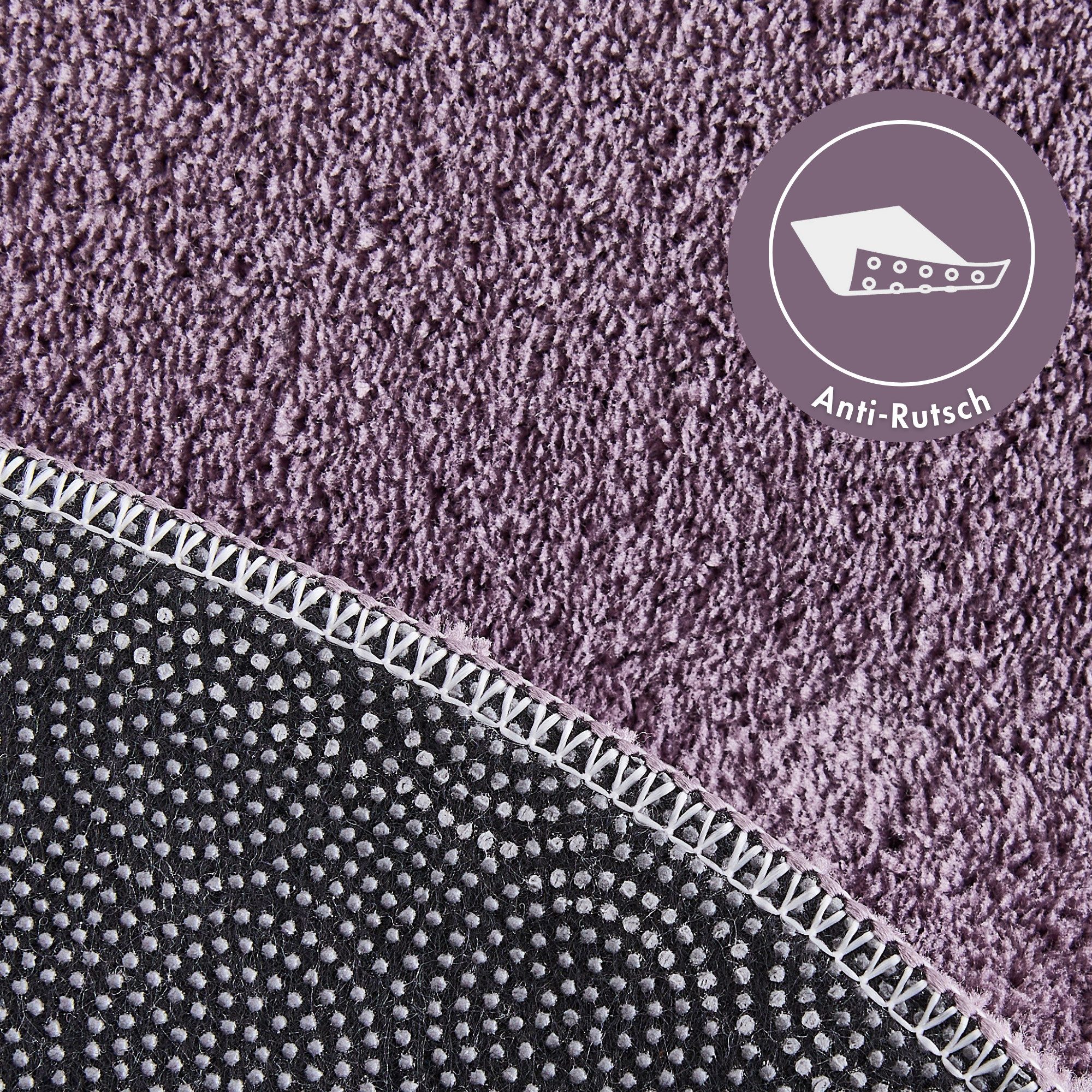 Andiamo Badematte Arezzo, Badvorleger, Badezimmer Teppich, Duschvorleger, Höhe 16 mm, rutschhemmend beschichtet, schnell trocknend, fußbodenheizungsgeeignet, Polyester, rund, Uni Farben, weich & kuschelig, auch in rund & als 2er Set erhältlich