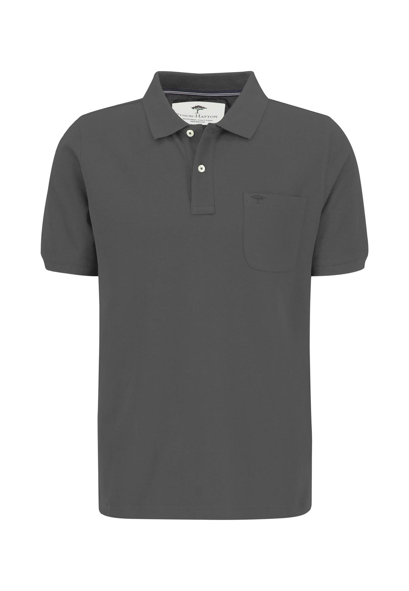 FYNCH-HATTON Poloshirt Poloshirt Piquê aus Baumwolle mit Brusttasche Grau