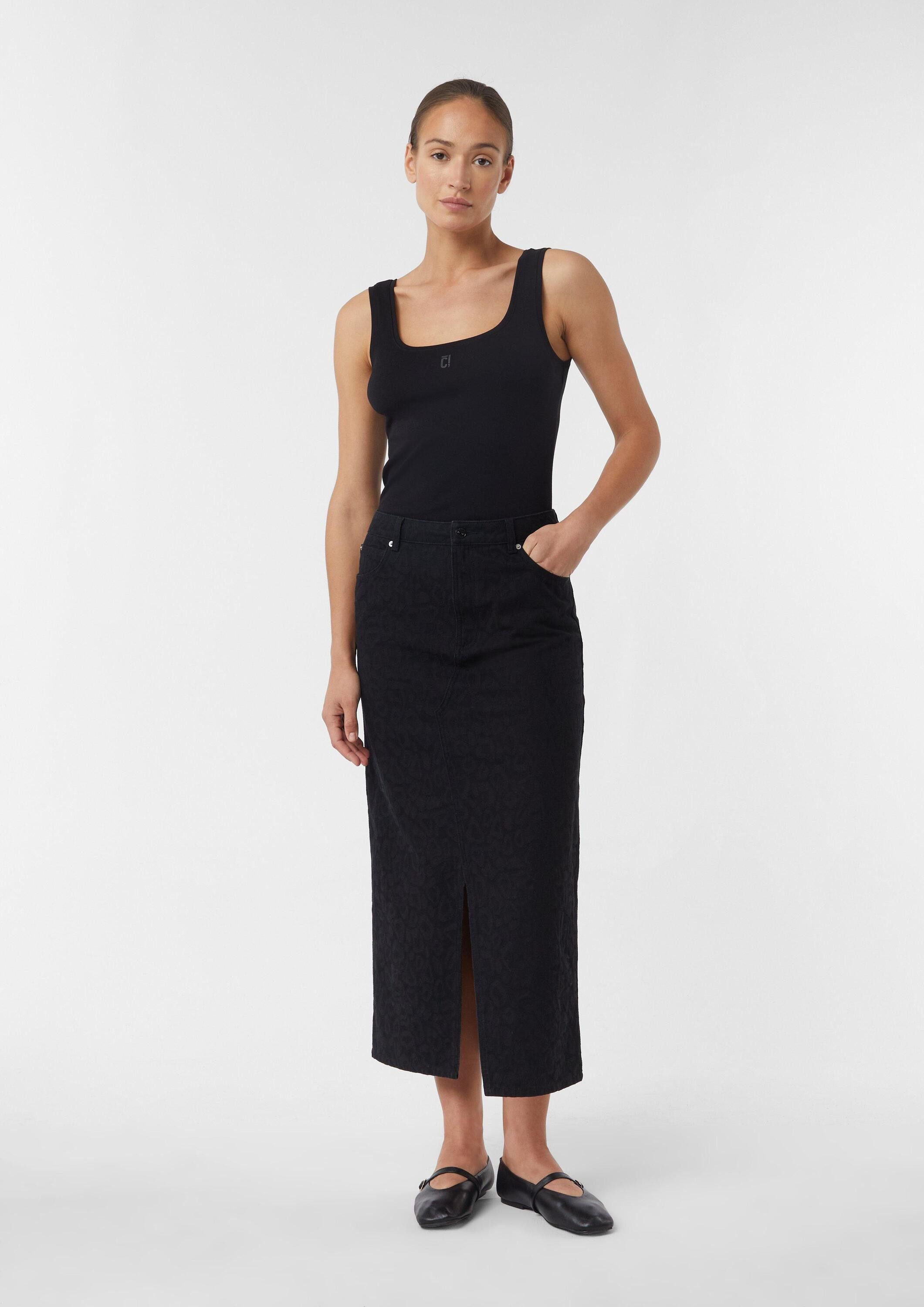 comma Midirock Rock Langer Denim-Rock in Leo-Jacquard