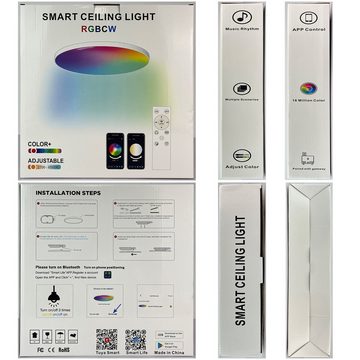IEGLED Deckenleuchte Dimmbare LED Deckenlampe mit Fernbedienung, App-steuerbar, 24W, 2400LM, Speicher-Funktion, 16 Millionen alternative RGB Farben, Wasserdicht, Energieeffizient, Farbwechsel, Flimmerfrei