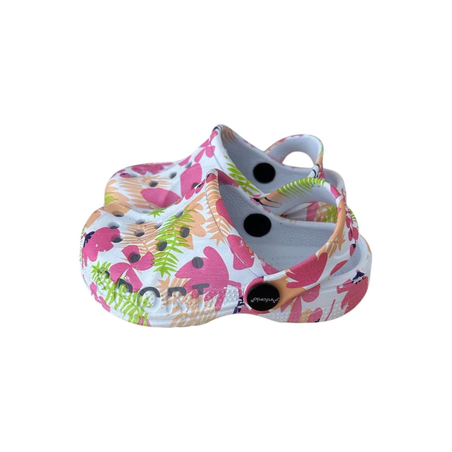 VewoTex Baby & Kinder Clogs mit Blumenmuster » günstige Kinderschuhe Clog (1 Paar Clogs, Kein Set) Kinder Badeschlappen » Badelatschen mit Riemen & Cut-Outs