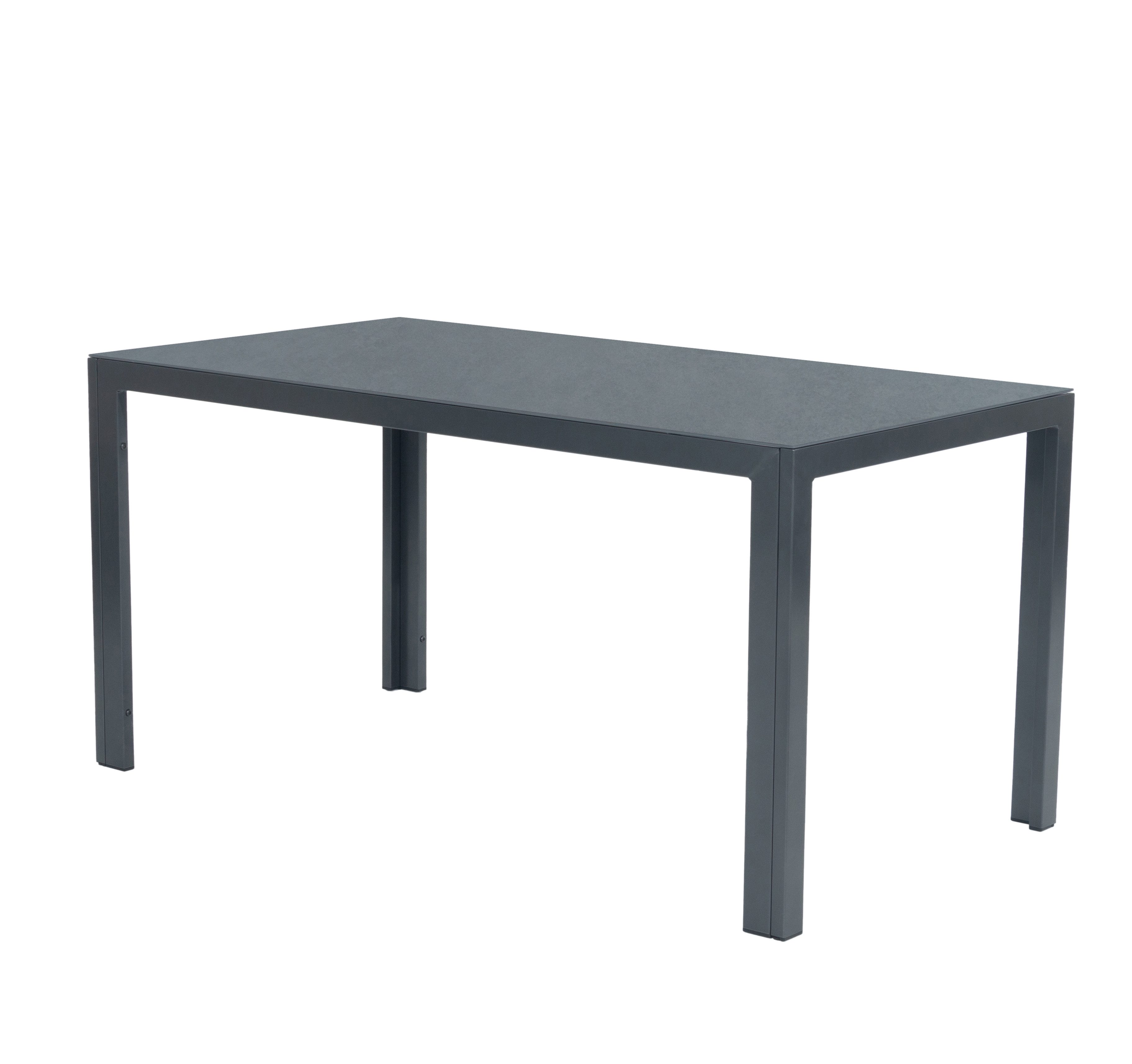 MANDALIKA Garden Gartentisch Dining Tisch Luna 150x80x74 cm mit Dekorglas in Steinoptik