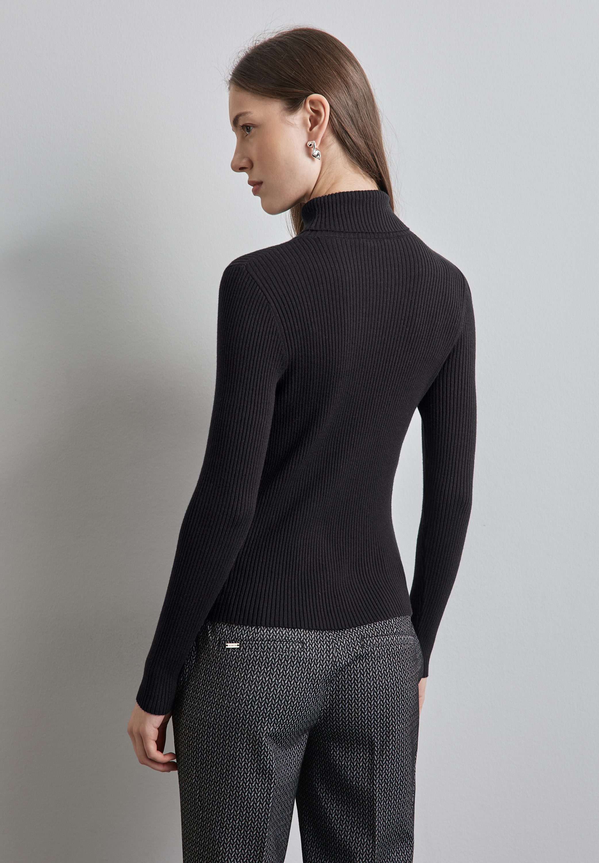 STREET ONE Rollkragenpullover mit Rippstruktur günstig online kaufen