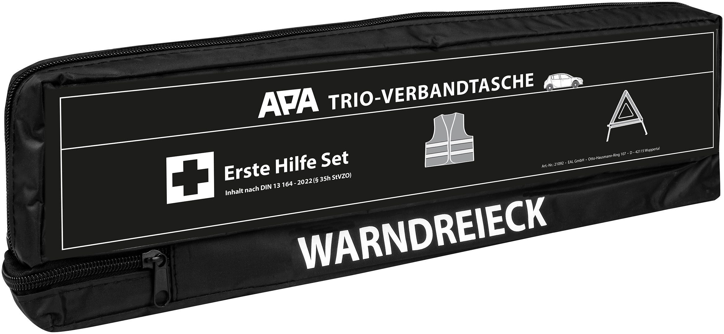 APA KFZ-Verbandtasche TRIO-Verbandstasche mit Warndreieck und Warnweste, (3 St)