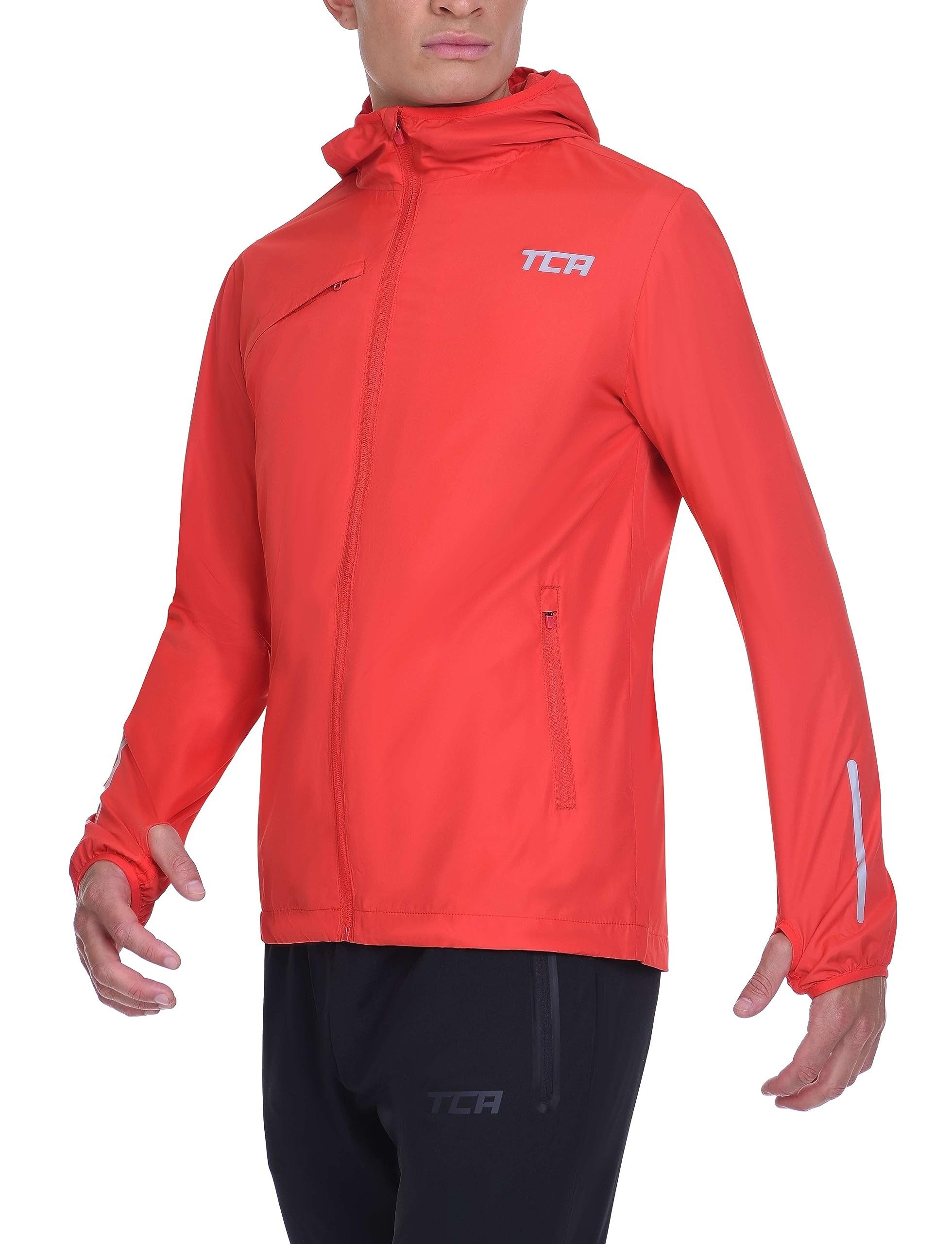 TCA Regenjacke TCA Herren Laufjacke - Reflektierend, atmungsaktiv, rot (1-St)