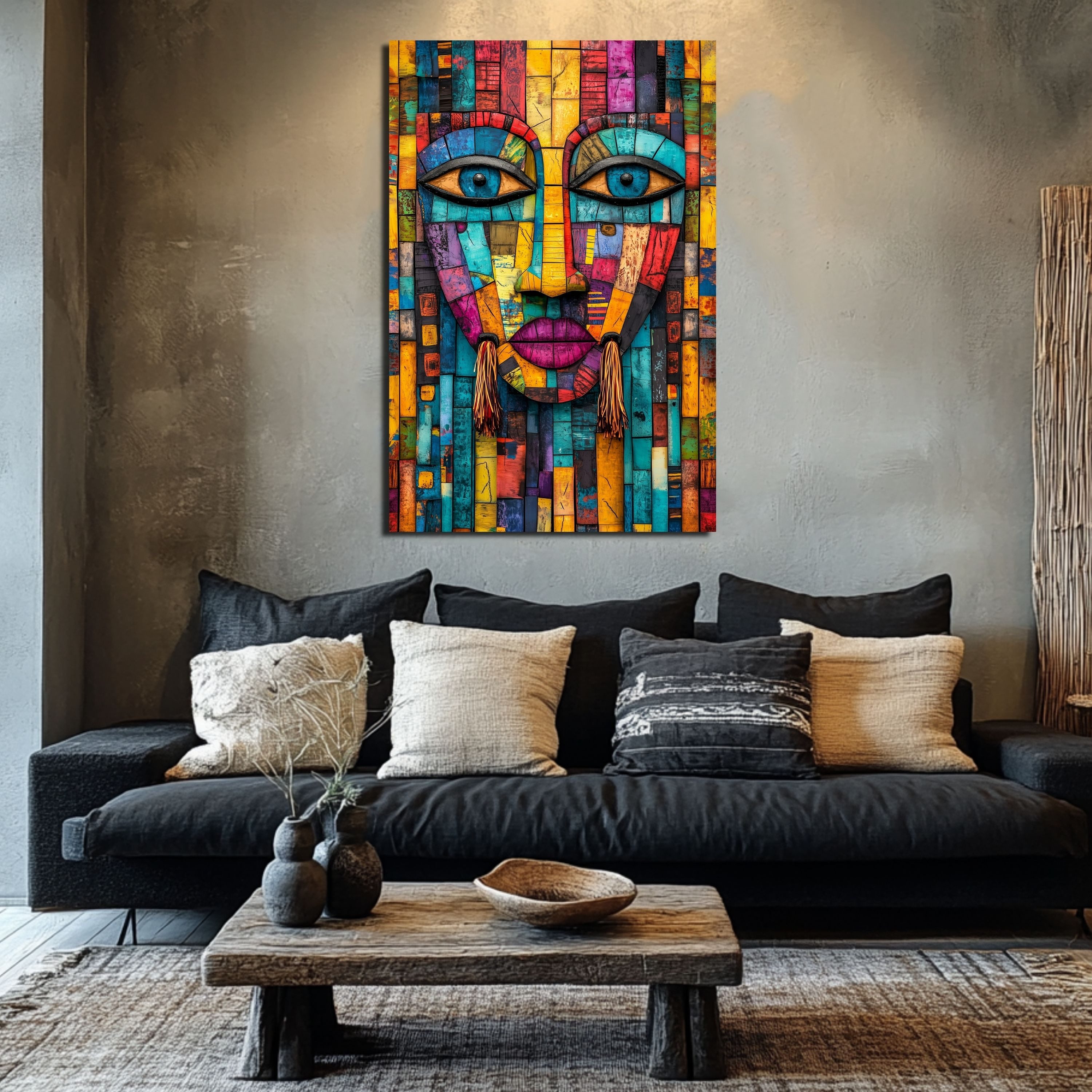 DARO Design Leinwandbild Modern Abstrakt Wandbilder XXL Wandbild Wand Deko Leinwand Bilder, (Abstraktes Gesicht - Bild groß Wohnzimmer Schlafzimmer Küche Esszimmer Einteilig Querformat Fotodruck Leinwände Wanddeko Abstrakte Kunst Boho), 30x20cm