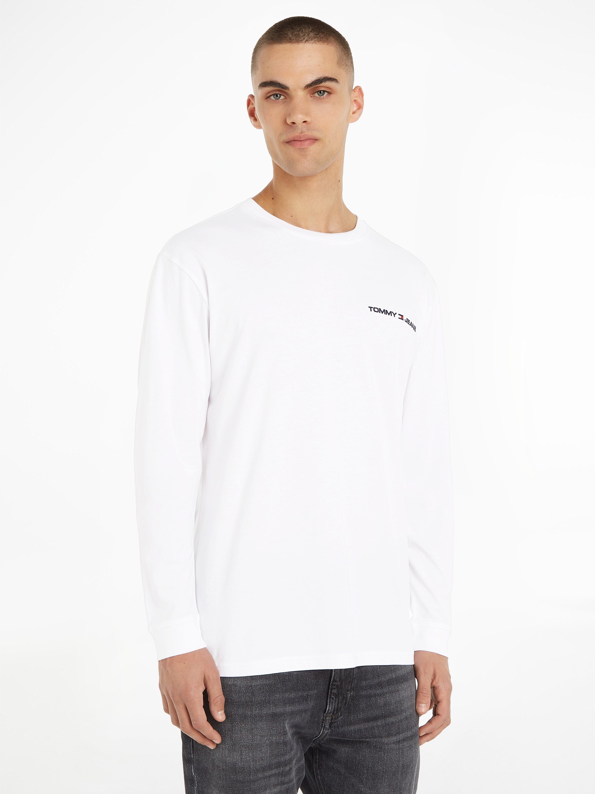 Tommy Jeans Langarmshirt TJM CLSC LINEAR CHEST L/S TEE White