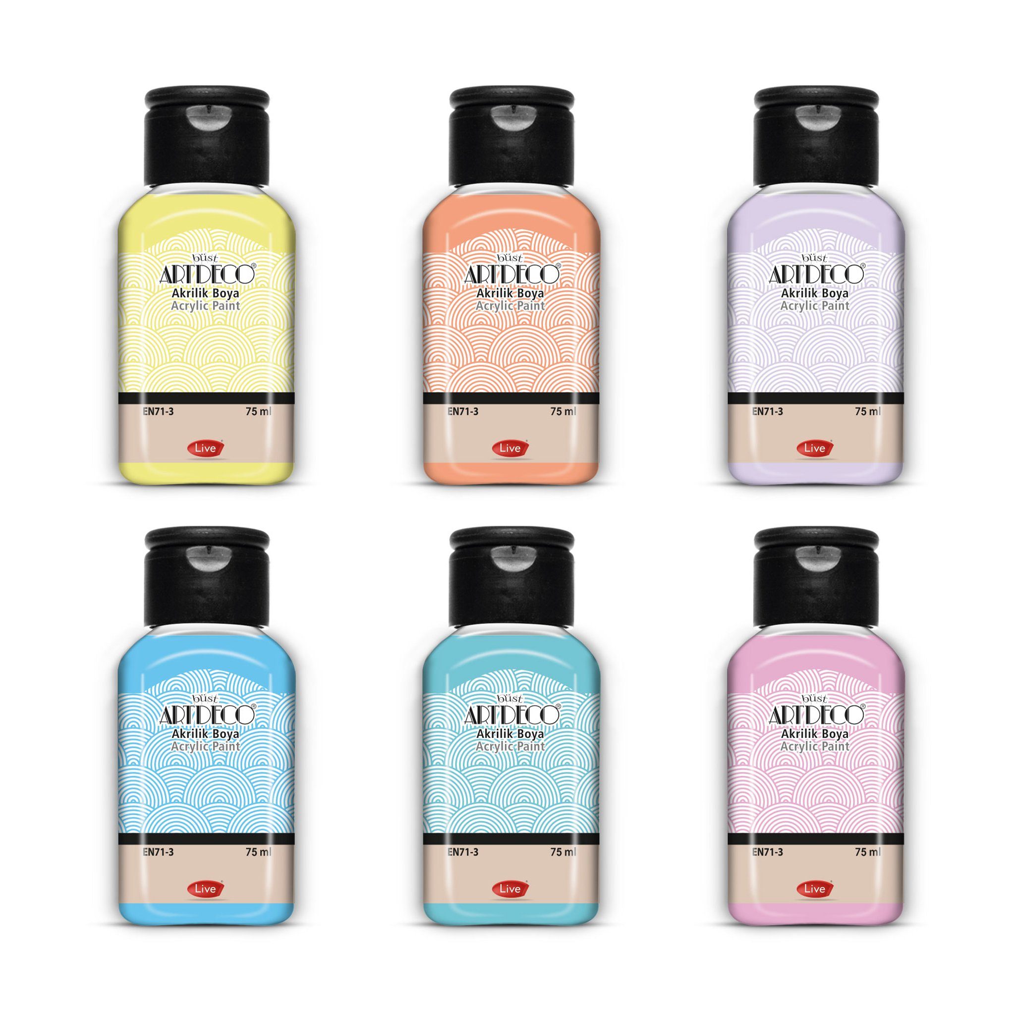 Acrylfarbe Pastellfarben Acryl-Set, 6x75ml, Sanfte Farbtöne