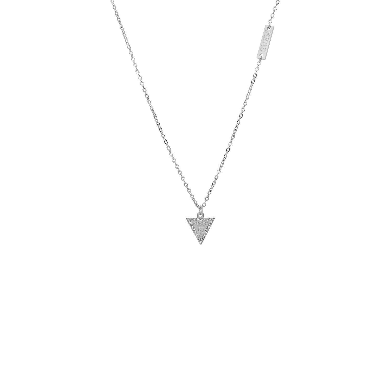 Guess Kette mit Anhänger Halskette - Stahl - Silber - Kristall - Damen