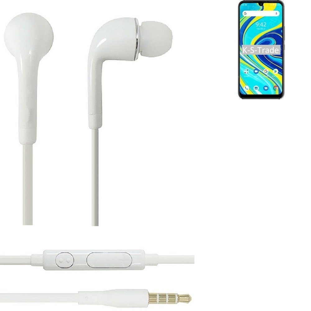 K-S-Trade für UMIDIGI A7 Pro In-Ear-Kopfhörer weiß mit Lautstärkeregler (Kopfhörer 3,5mm) Headset u Mikrofon