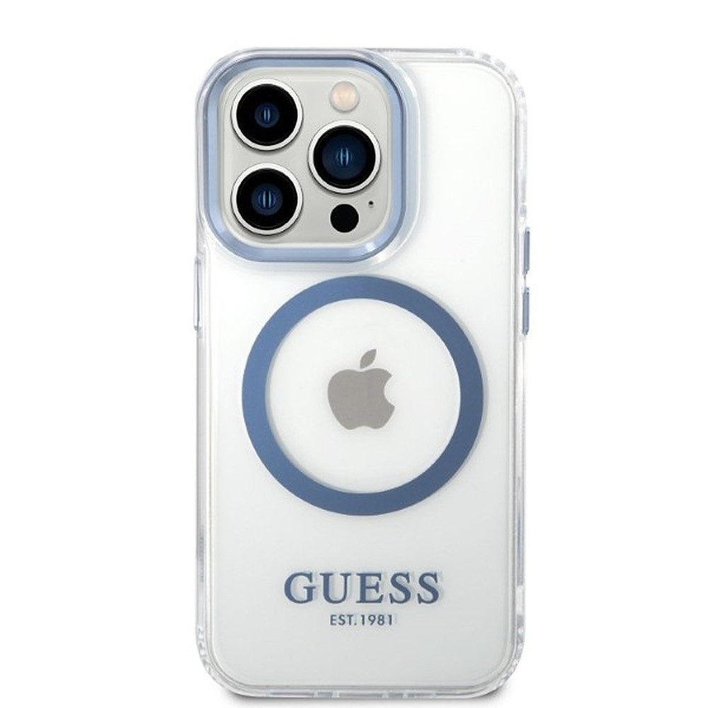 Guess Smartphone-Hülle Handyhülle Schutzhülle Hartschale 6,7", MagSafe-kompatibel, transparent, stoßfeste Kanten