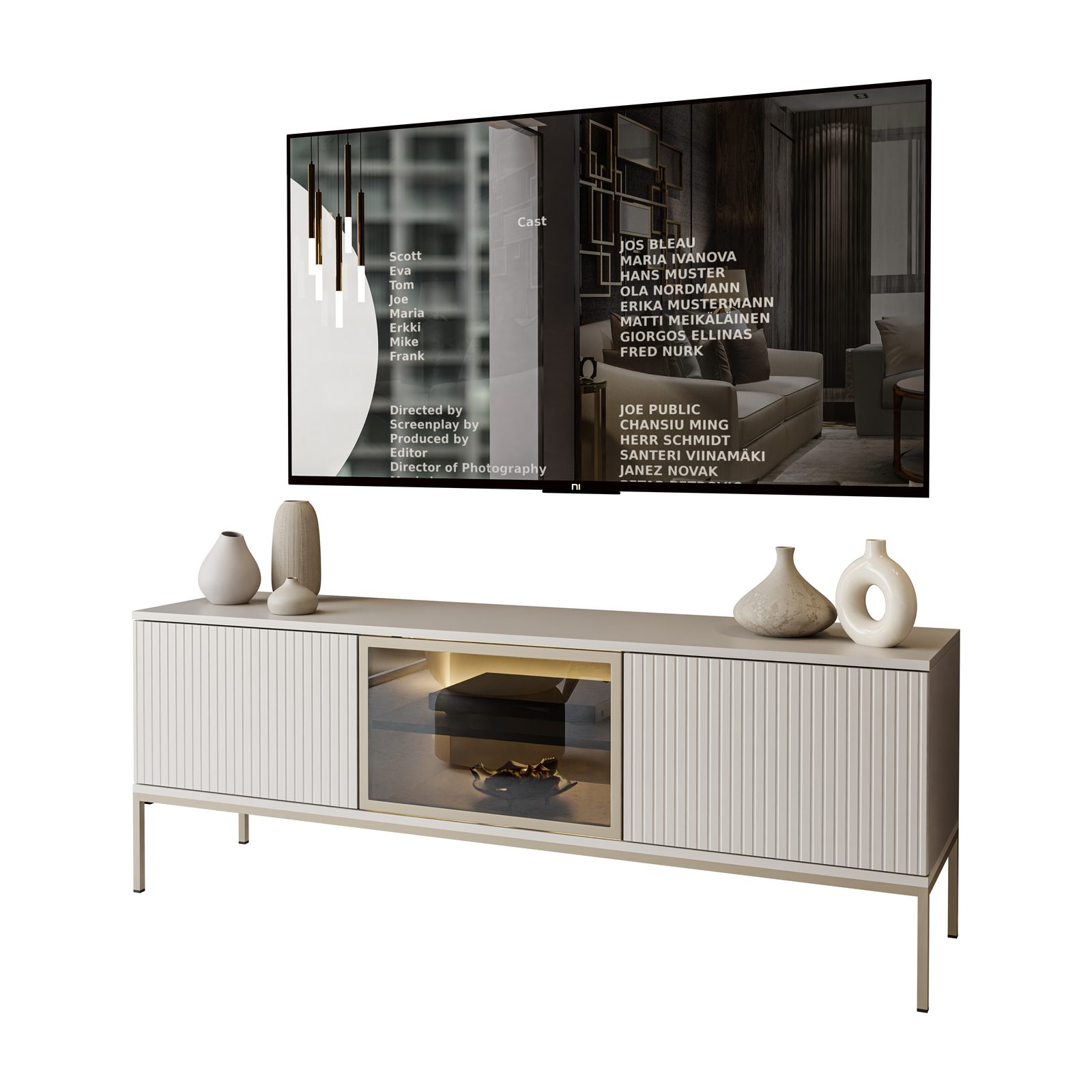 Lookway TV-Schrank ECLIPSE 154 Kaschmir mit Beleuchtung Breite: 154 cm günstig online kaufen