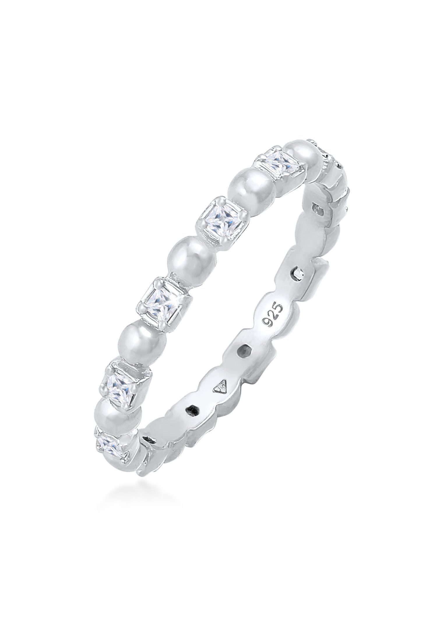 Elli Fingerring Bandring Kugel Zirkonia Viereck 925 Silber