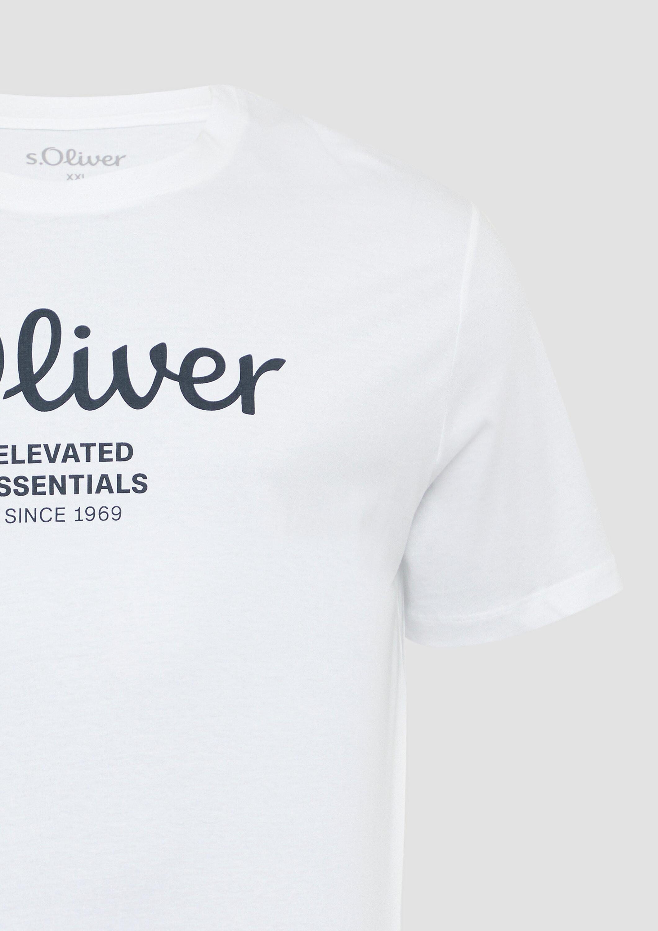 s.Oliver Kurzarmshirt T-Shirt Baumwoll-T-Shirt mit Logo-Print