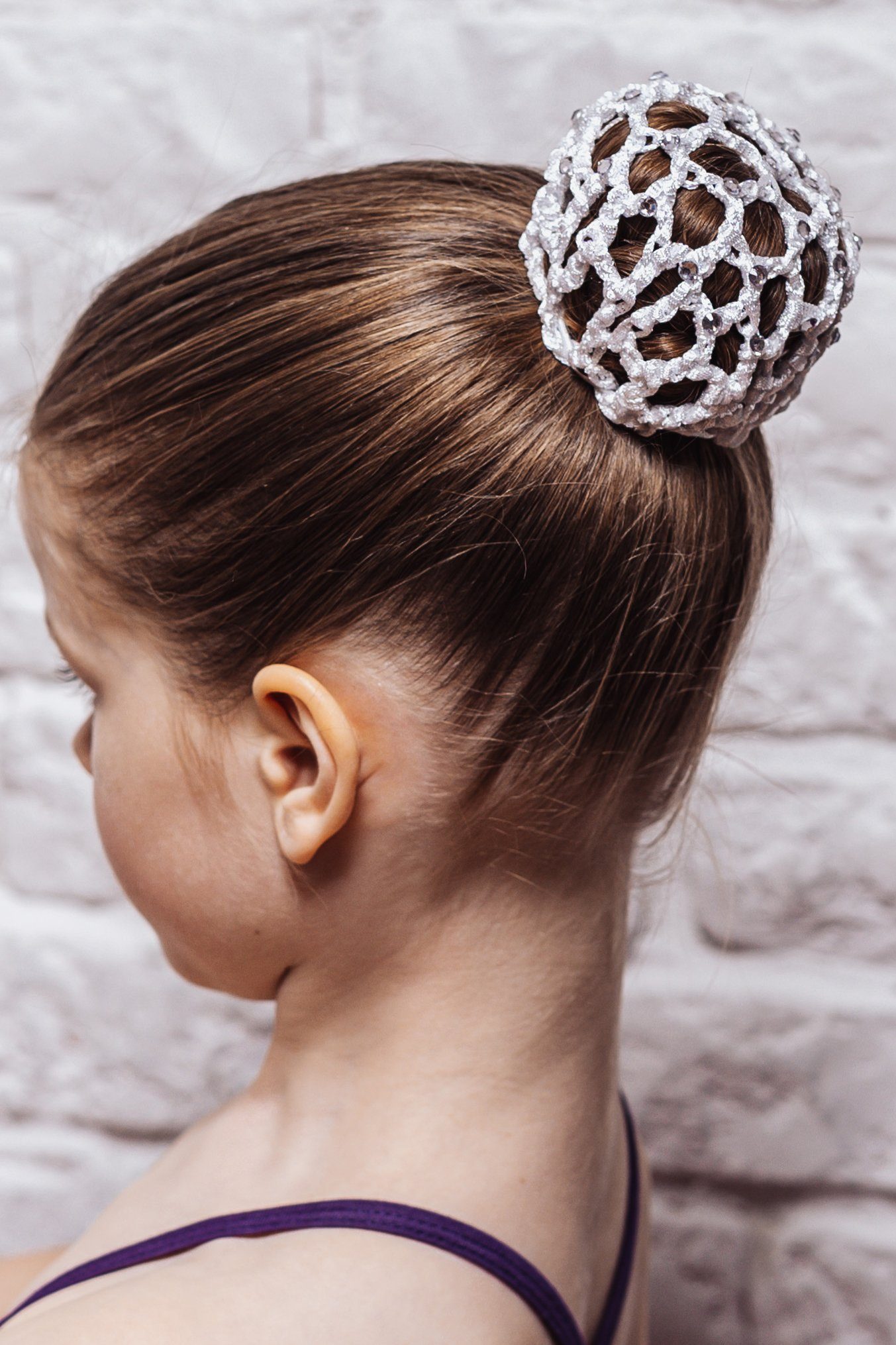 tanzmuster Haarnetz Ballett Duttnetz Mila mit Glitzersteinen und Haargummi, Knotennetz für Mädchen für den perfekten Dutt