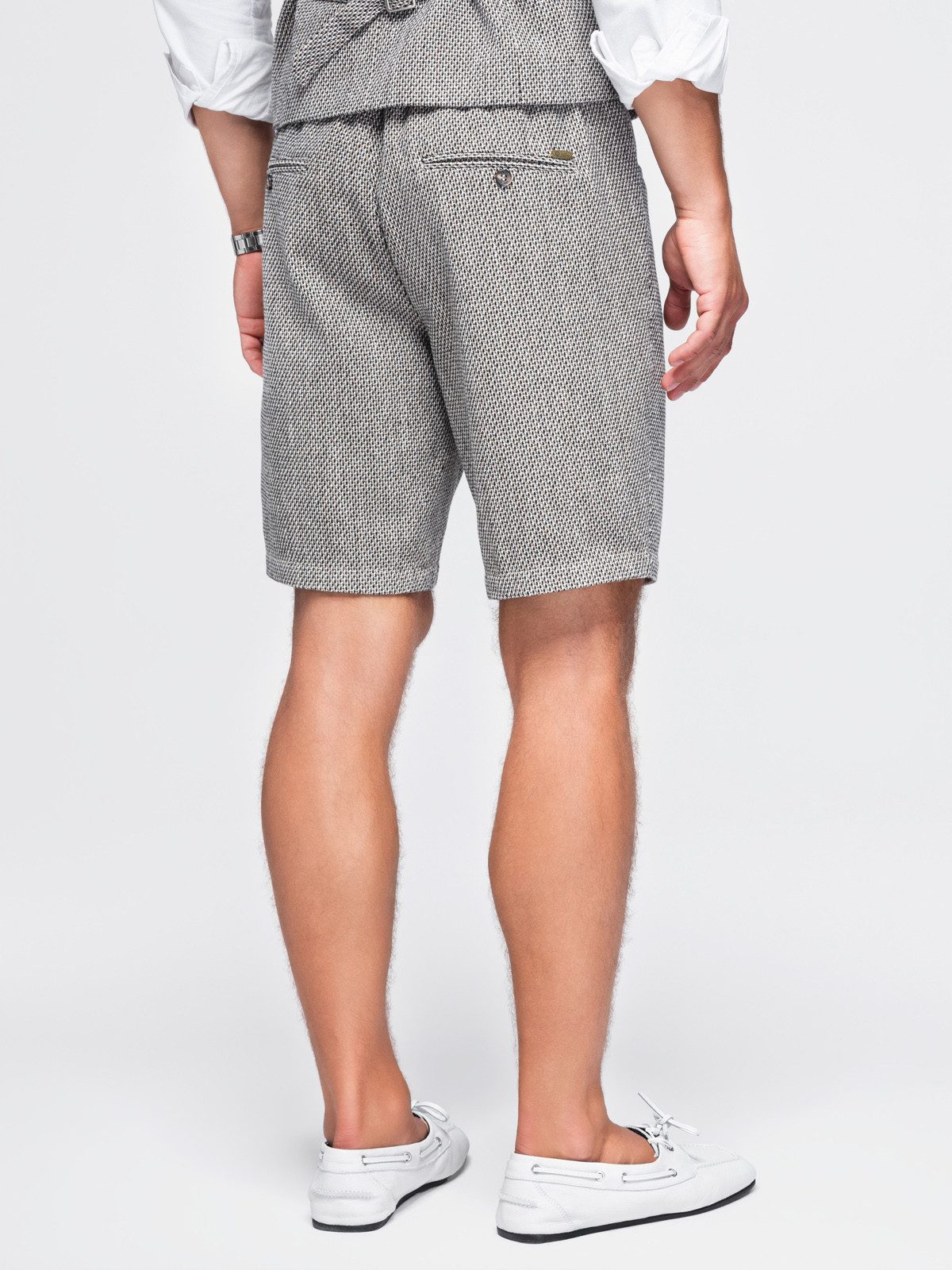 OMBRE Chinoshorts Herren Chino Shorts mit elastischem Bund Coffee melange L (kein Set, 1-tlg) mit elastischem Bund – Bild 4 von 5