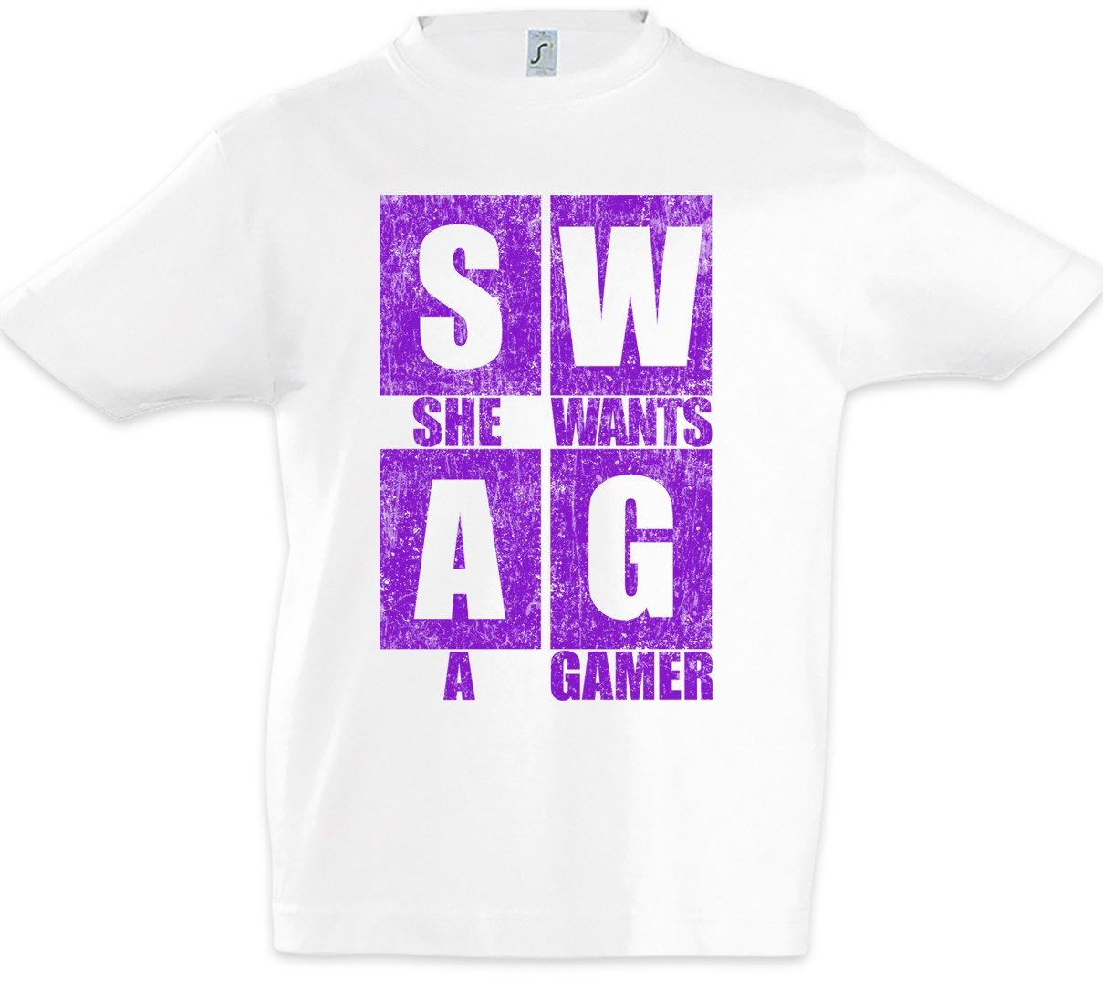 Print-Shirt She Wants A Gamer Kinder T-Shirt Swag Lvl. Lvl Gamer Games Gaming