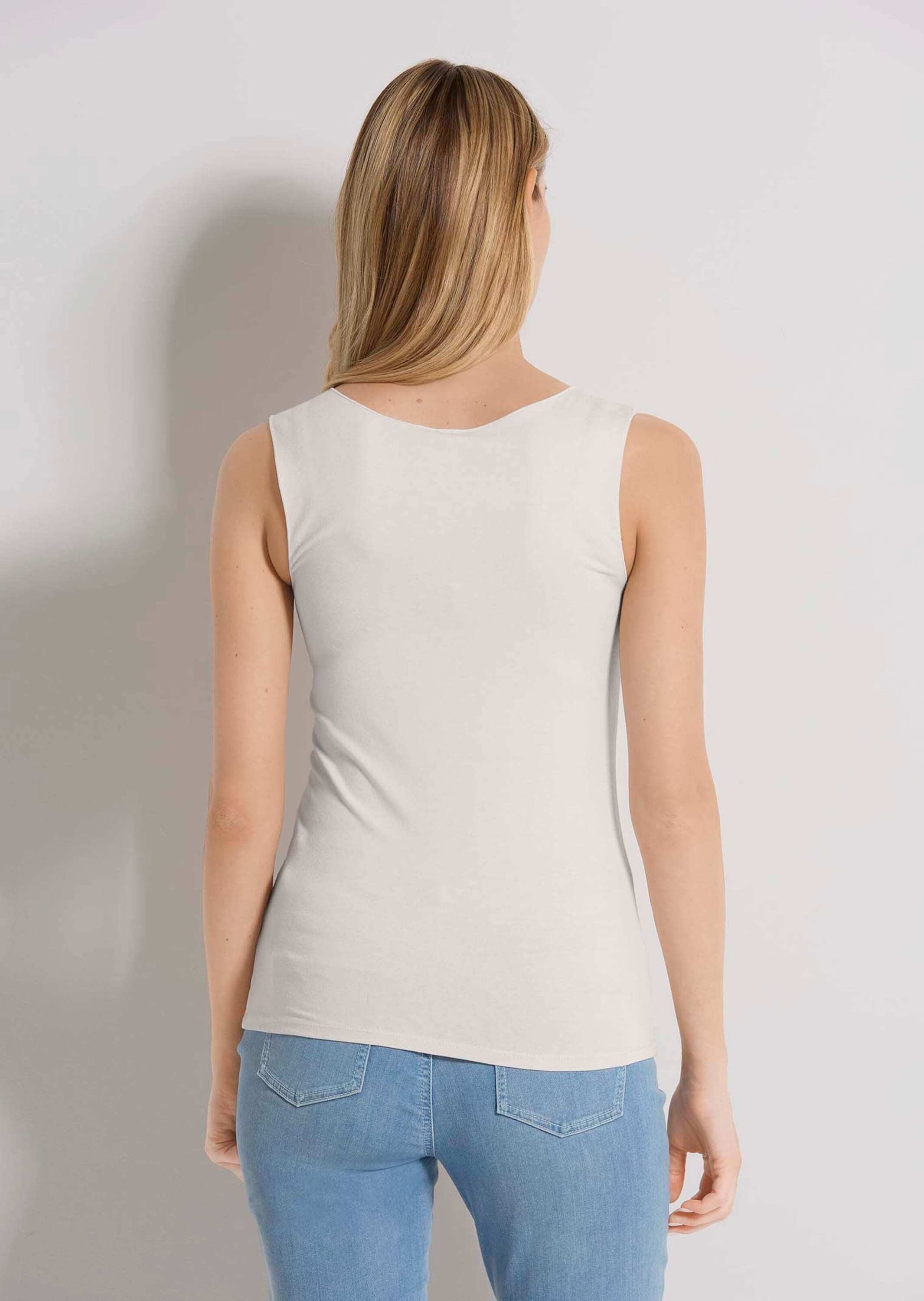 MADELEINE Shirttop Ärmelloses Sommertop mit breiten Trägern Allover-Design, runder Ausschnitt, ohne Verschluss