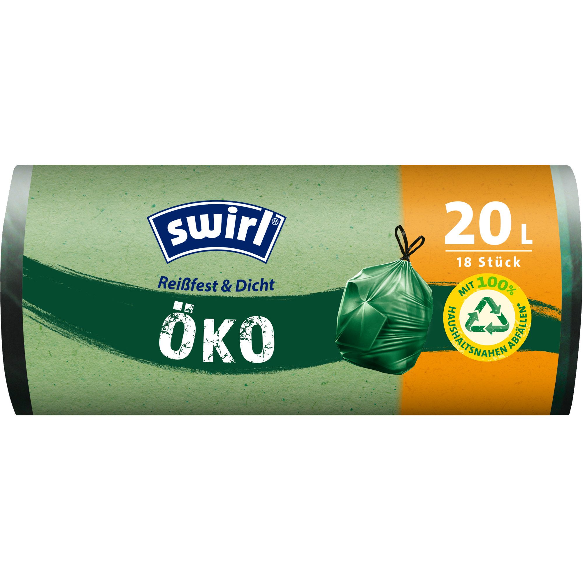 Swirl Papierkorb Öko-Müllsack mit Zugband 20l grün 18 Stück