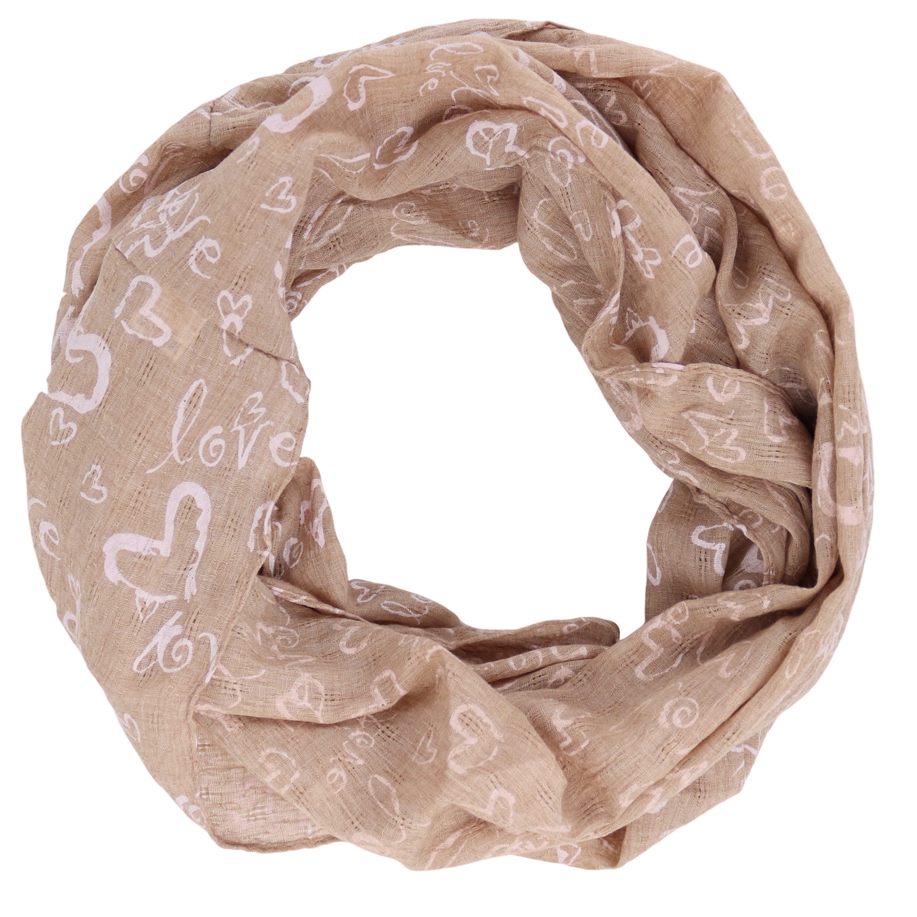 Loop Damen Schal mit Love Herz Muster Weich aus 100% Baumwolle
