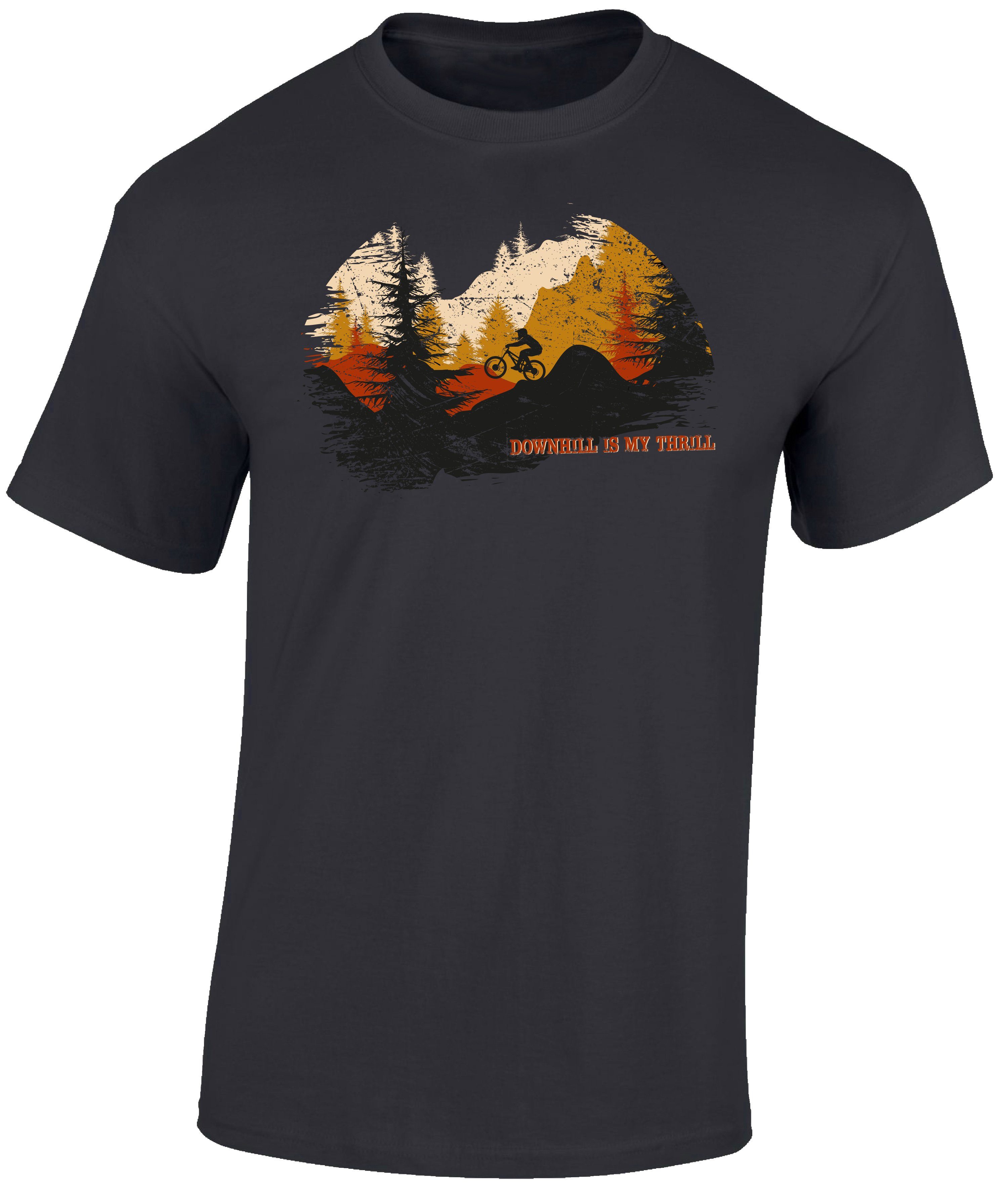 Print-Shirt Fahrrad T-Shirt: "Downhill is my thrill"