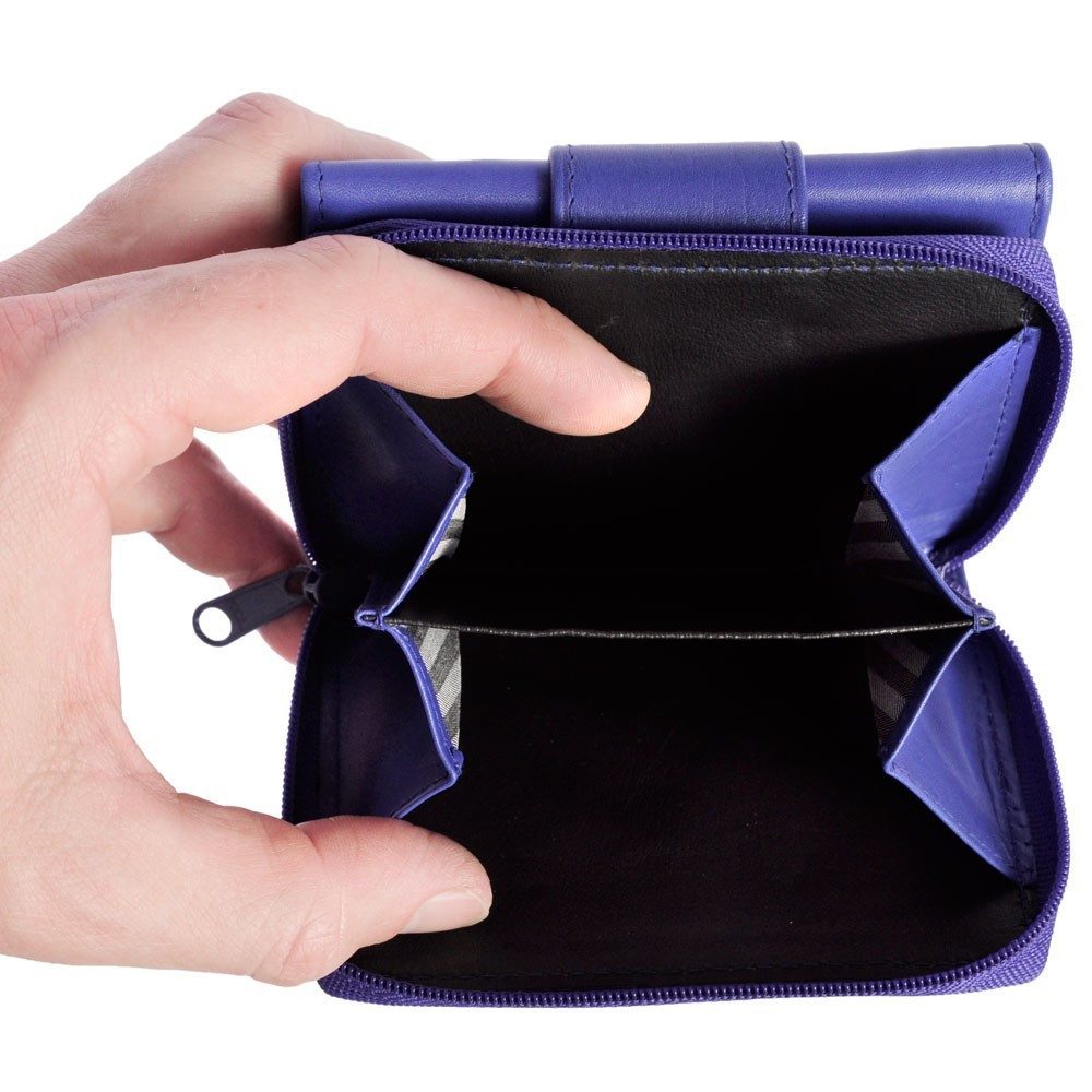 BRANCO Mini Geldbörse Kleine Damen-Geldbörse / Portemonnaie, Leder, Azur-Blau, Branco 225