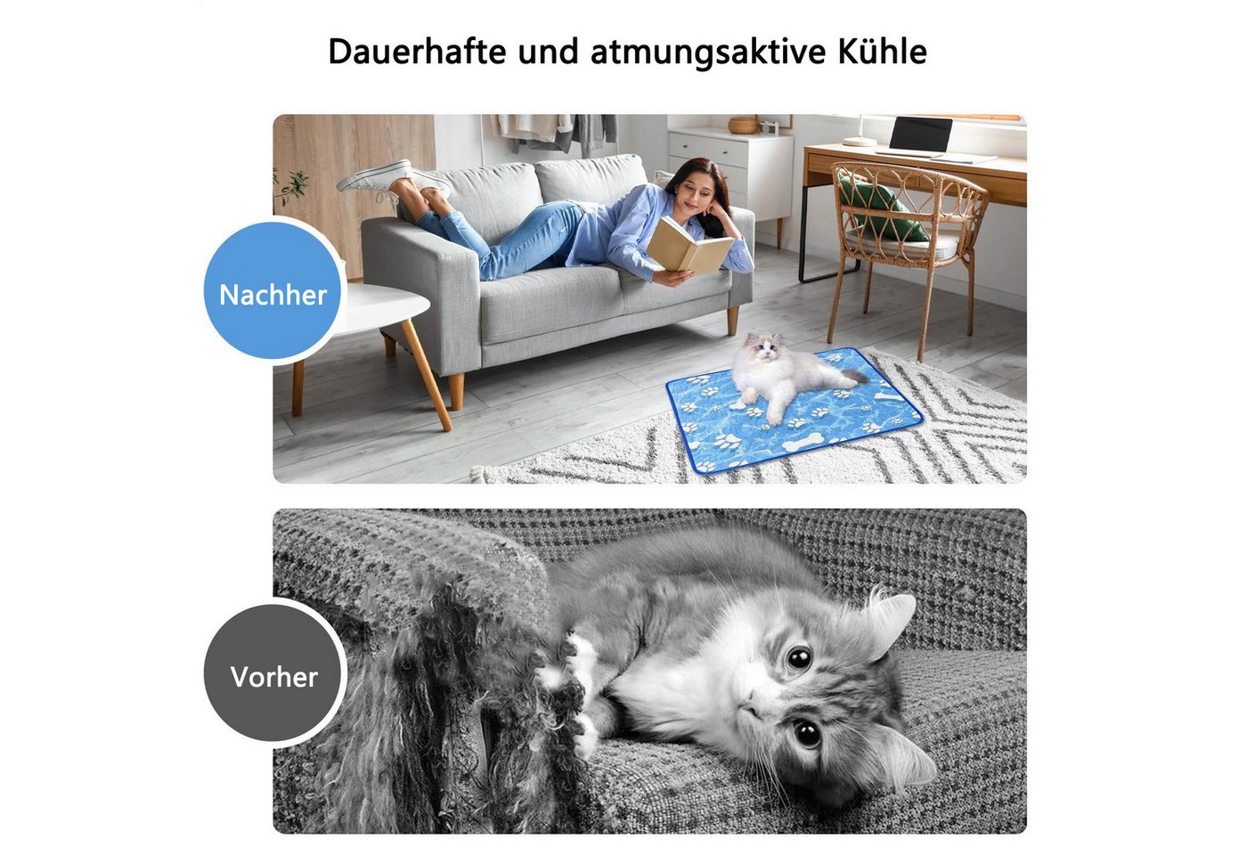 Thumbnail - Coonoor Hundematte Kühlmatte Hunde, Selbstkühlende Hundematte, Kühldecke Katzen, Waschbar Hund Kältematte für Drinnen, D...